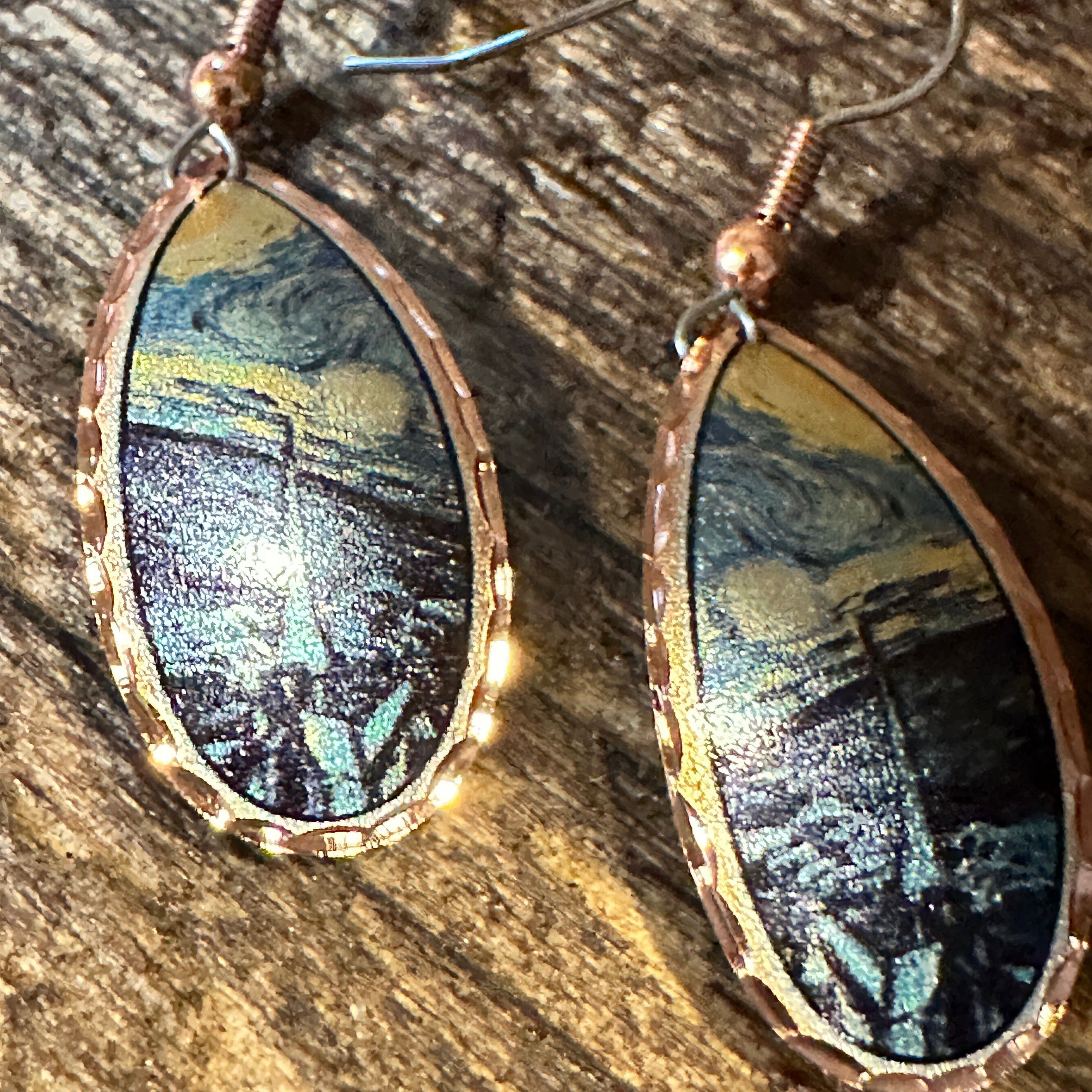 Other Handmade Boho Copper Earrings, Diamond Cut Van Gogh Starry N Size ONE SIZE - 9 Thumbnail