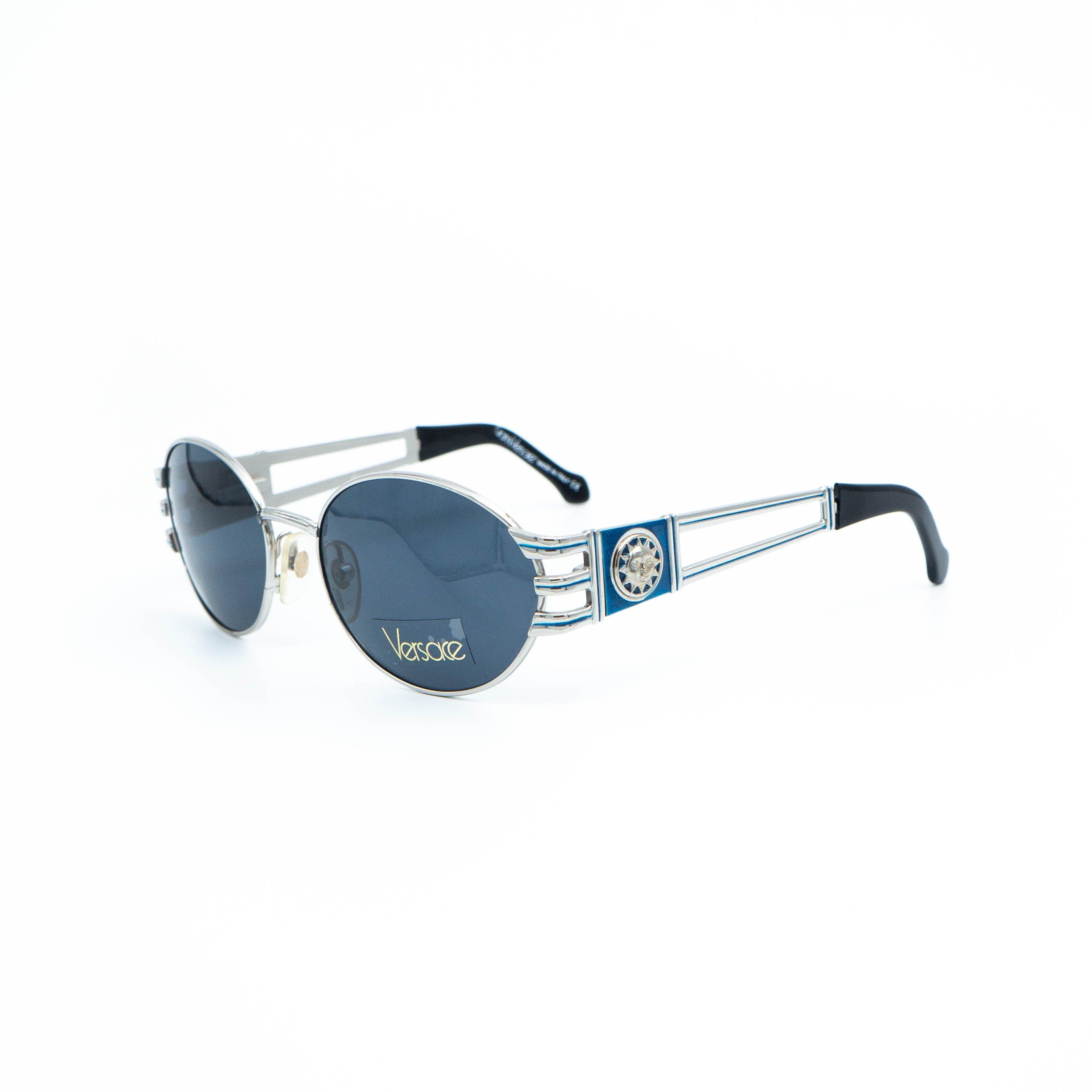 Versace × Vintage GIANNI VERSACE MOD 3046 Oval Silver Blue Sunglasses Vintage Size ONE SIZE - 1 Thumbnail
