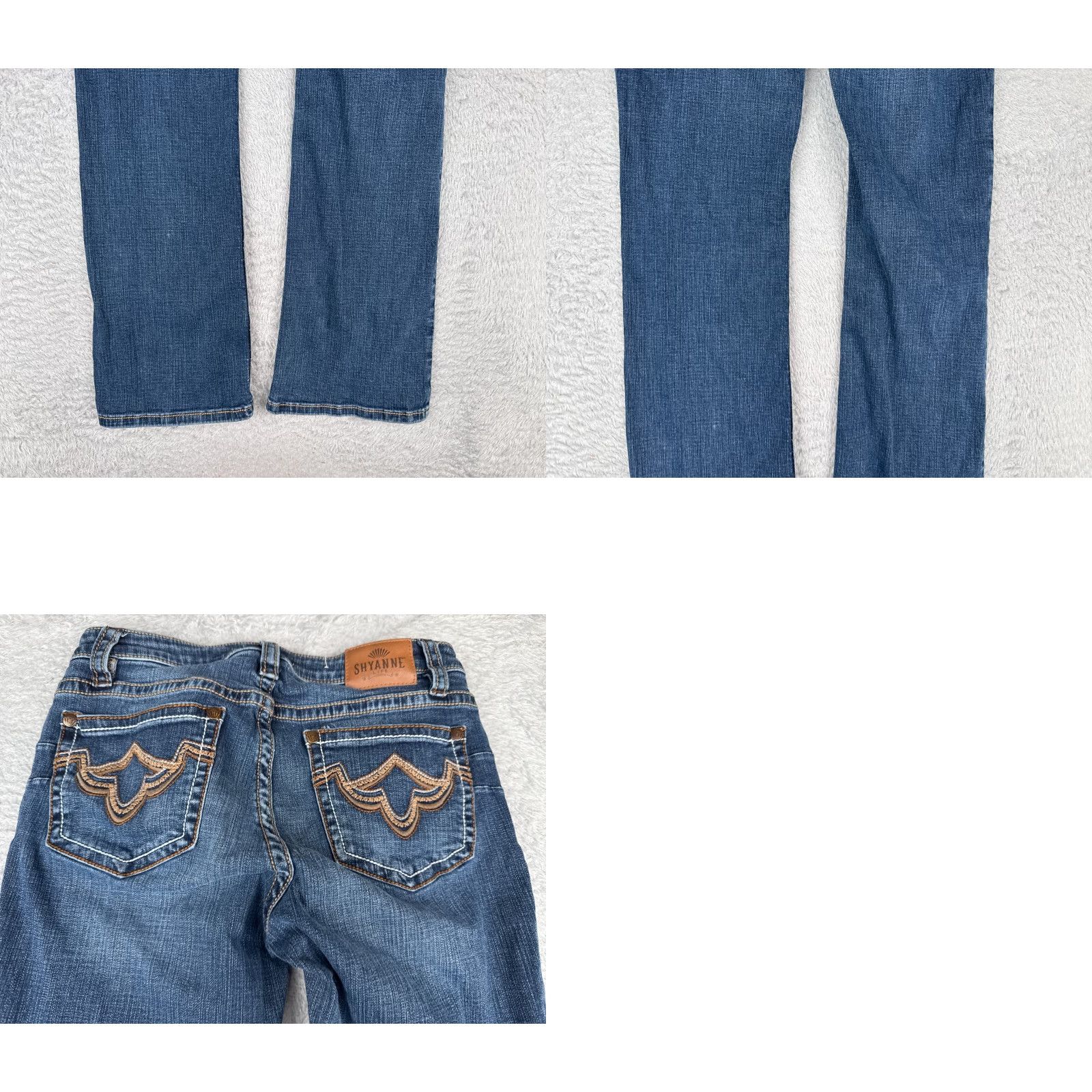 Shyanne Jeans Womens Bootcut 27 Blue Denim Embroidered Embellished Mid 27x31 Jeans Womens