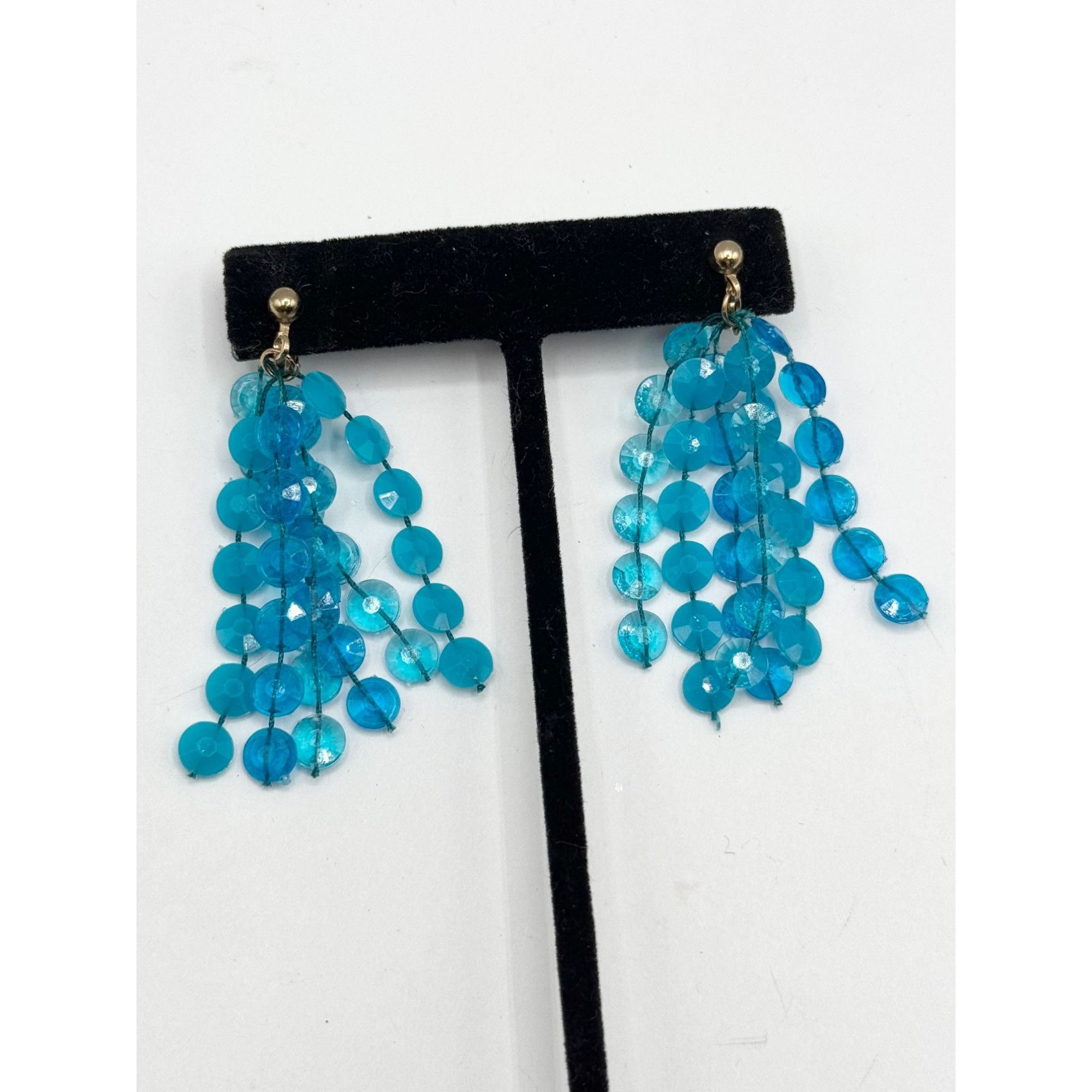 Vintage Vintage blue plastic tassel dangle earrings Size ONE SIZE - 3 Thumbnail