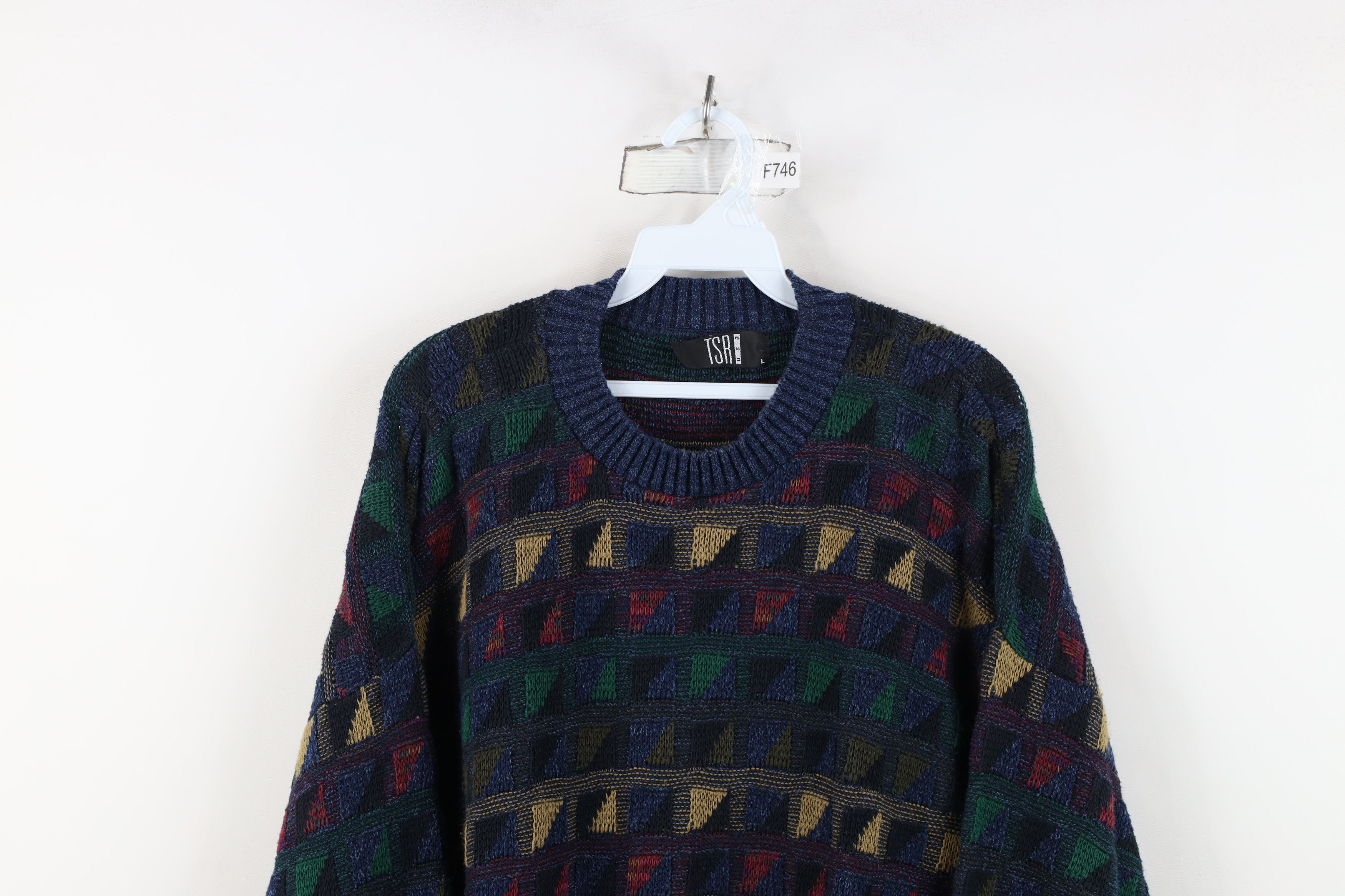 Vintage Vintage 90s Streetwear Rainbow Checkered Knit Sweater USA Size US L / EU 52-54 / 3 - 2 Thumbnail
