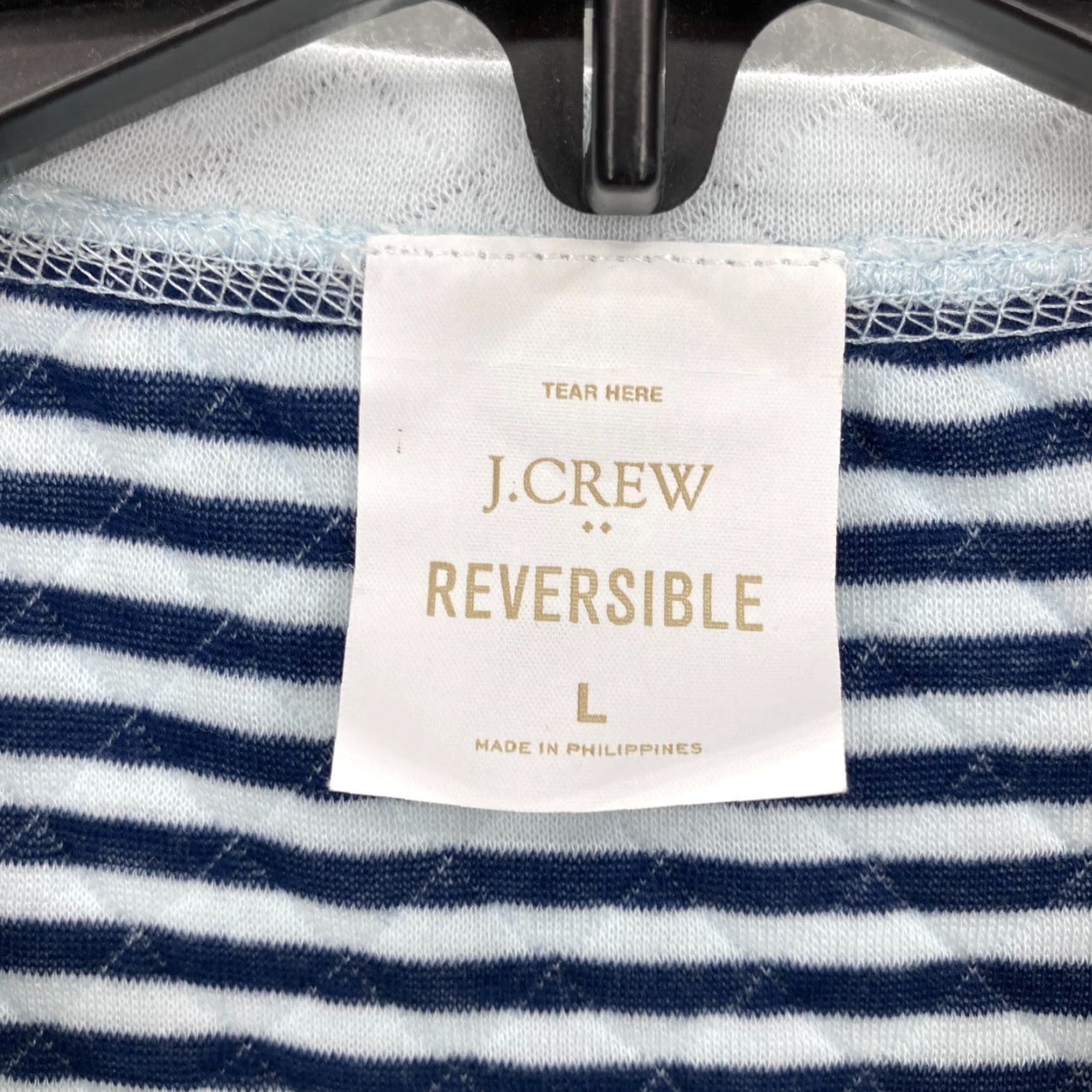 J.Crew J.CREW Reversible Quilted Pullover Sweatshirt Women’s Large Blue Striped Cozy Size L / US 10 / IT 46 - 4 Thumbnail