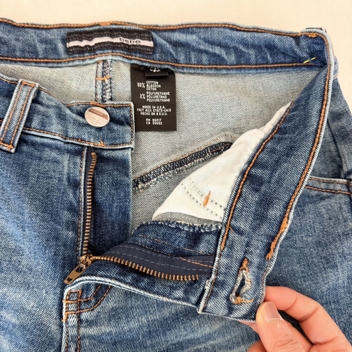 Bebe Bebe Y2K Low Rise Faux Leather Fringe Bootcut Jeans 27 Size 27" / US 4 / IT 40 - 10 Thumbnail