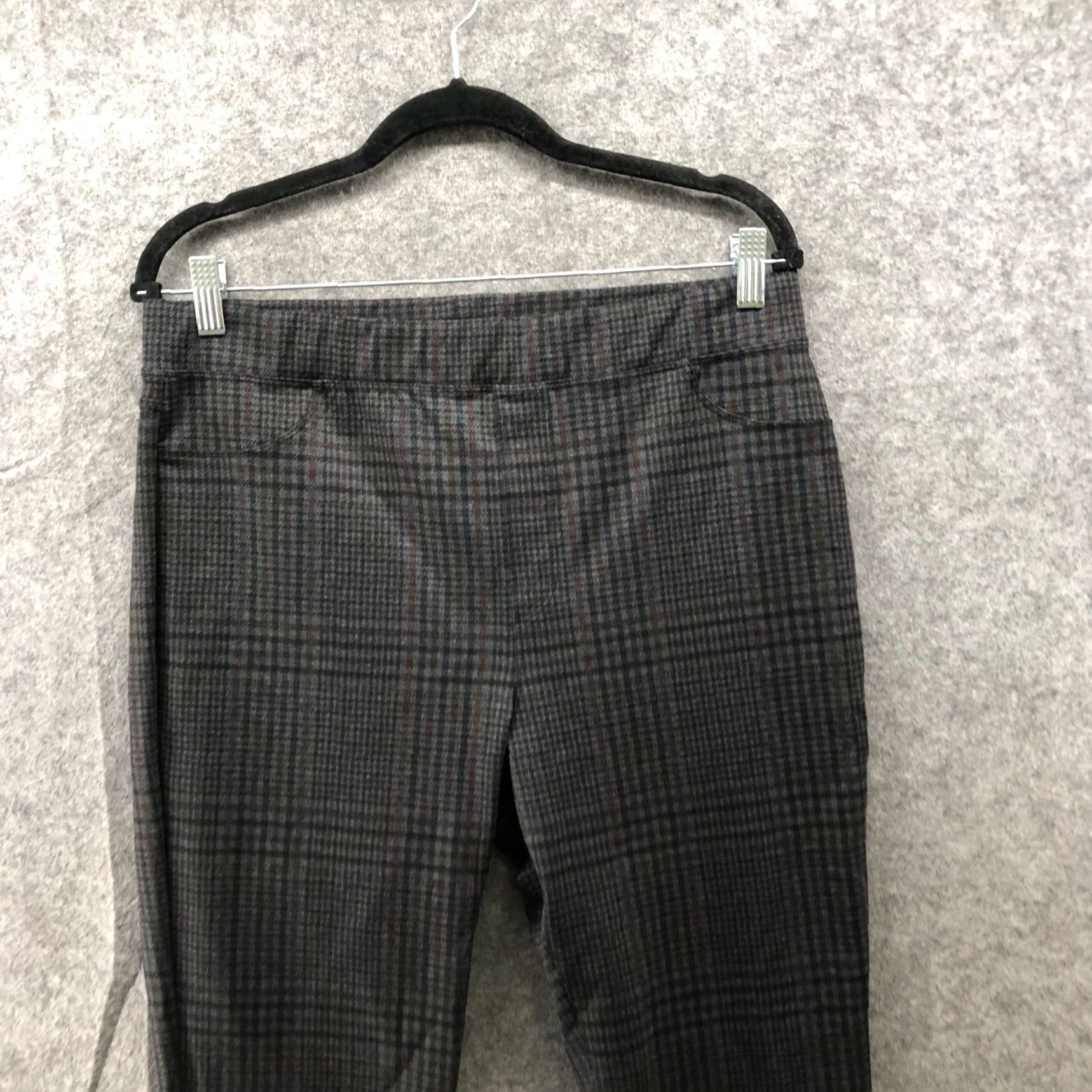 Sanctuary sanctuary x Anthropologie Ponte Legging Pants Womens XLP Gray Brown Plaid Skinny - Pink? Wait. Size 40" / US 18 - 3 Thumbnail