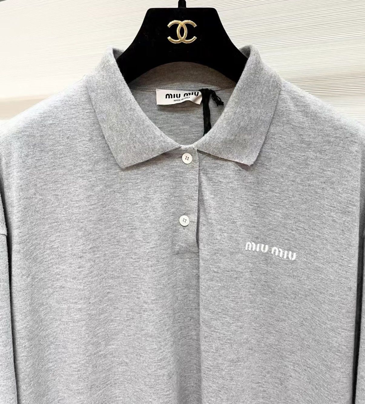 Miu Miu Miu Miu New Grey Long Sleeve Polo Shirt J33 Size M / US 6-8 / IT 42-44 - 2 Thumbnail