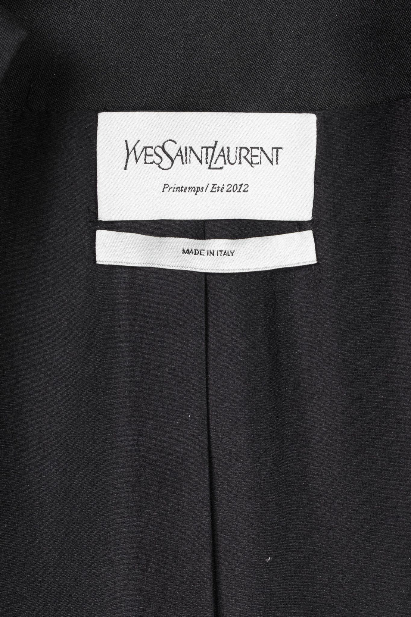 Yves Saint Laurent Yves Saint Laurent SS12 Black Wool Open-Front Blazer Size L / US 10 / IT 46 - 4 Thumbnail