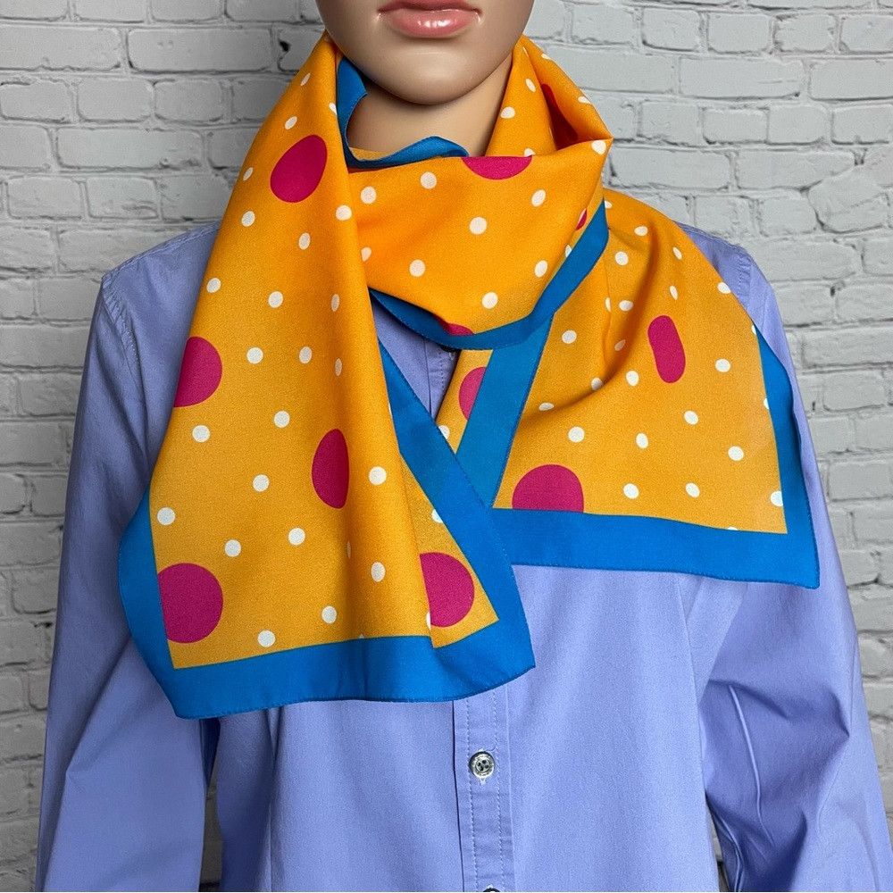 Other Liz Sinclair Vintage Orange Pink Polka Dot Scarf Made in It Size ONE SIZE - 2 Thumbnail