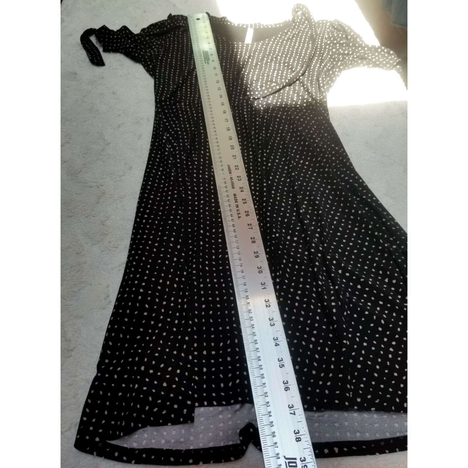 Vintage Gilli Womens Scoop Neck Polka Dot Stretch Puff Sleeve Flare Dress Black Sz Large Size L / US 10 / IT 46 - 6 Thumbnail