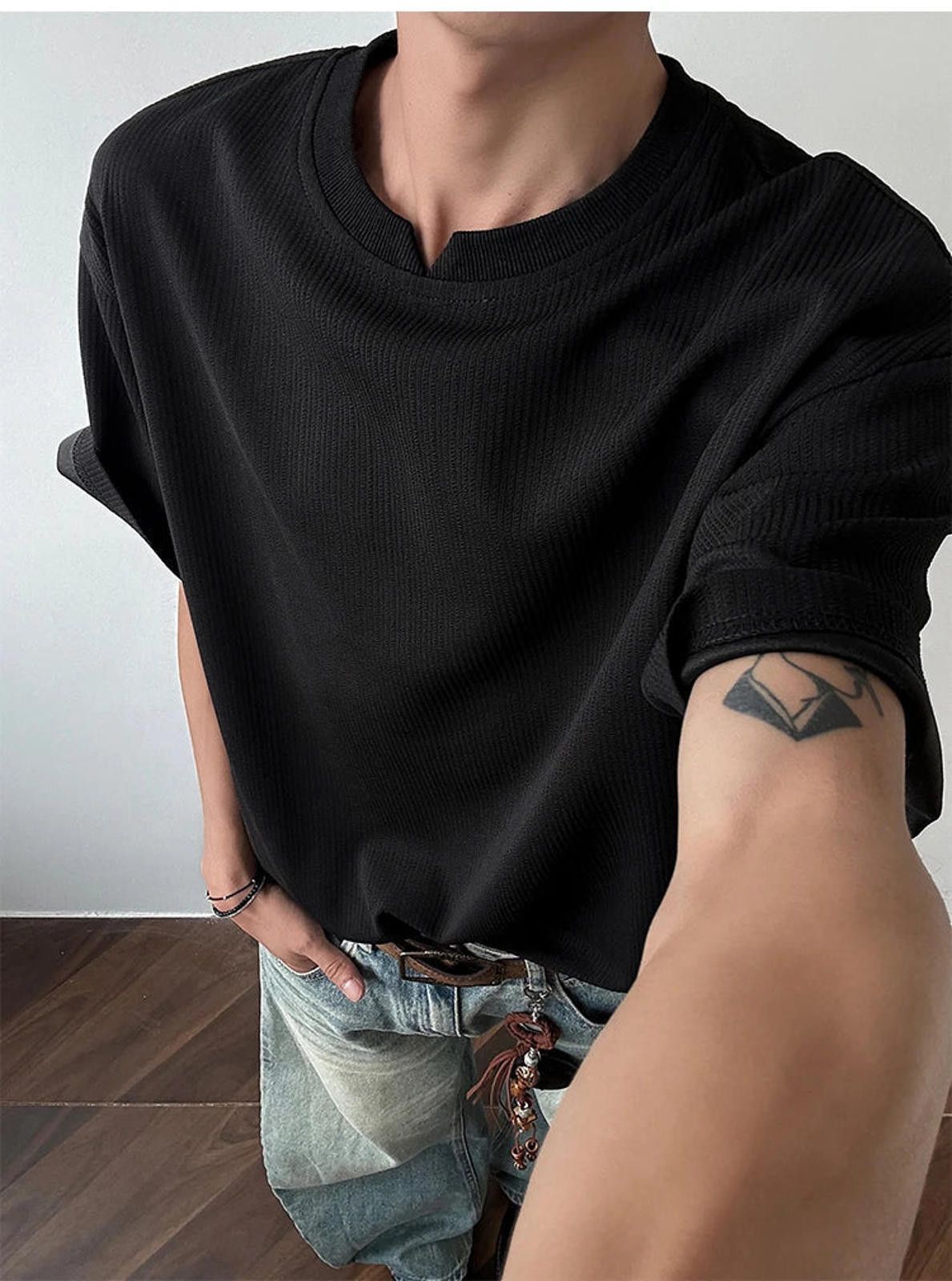 Other Casual Ribbed Short Sleeve Tee - Black Size US M / EU 48-50 / 2 - 4 Thumbnail