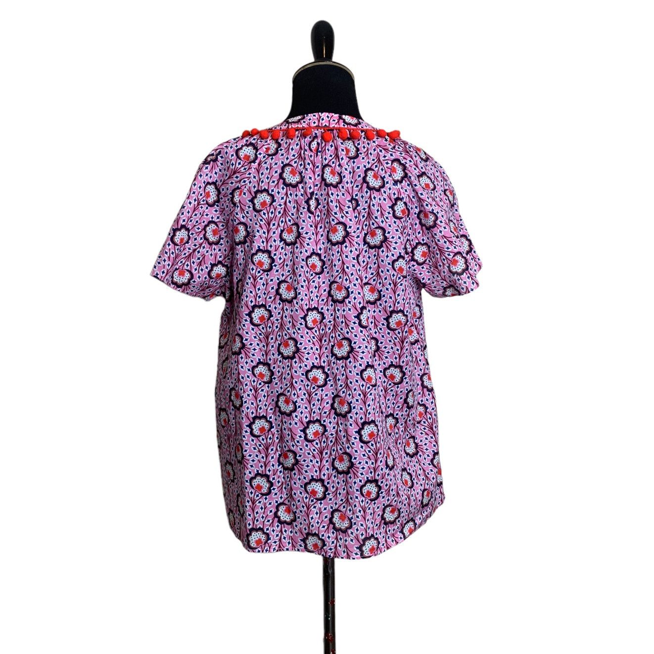 Boden Boden floral short sleeves pom pom v neck tunic top size 6 Size M / US 6-8 / IT 42-44 - 9 Thumbnail