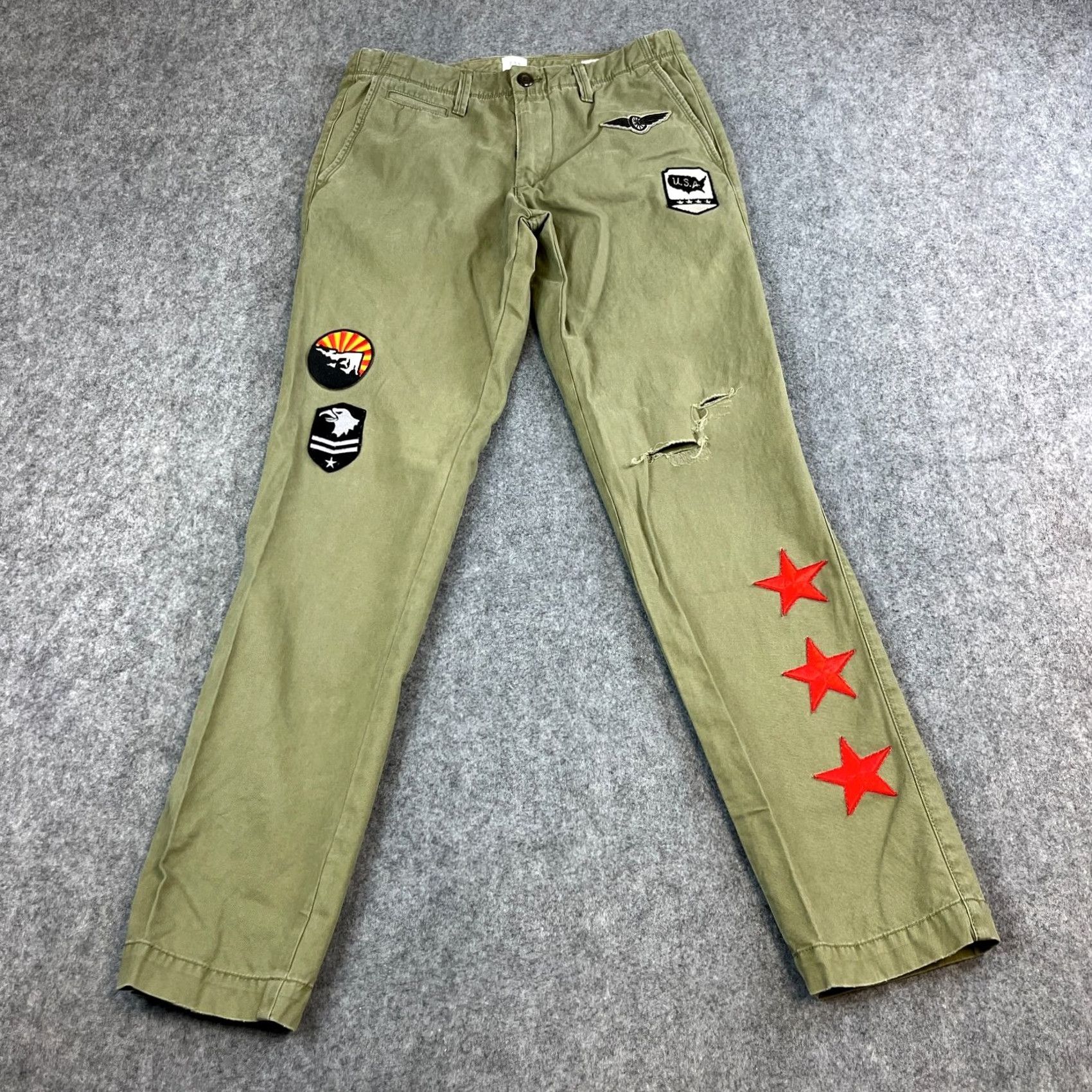 Gap GAP Chino Trousers Pants Slim Tapered Fit 30 Green Applique Patch USA Mens Size US 30 / EU 46 - 2 Thumbnail