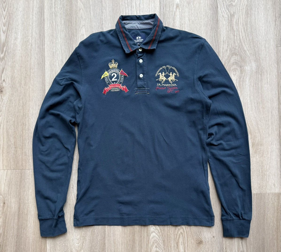 La Martina La Martina Polo Team Navy Blue Long Sleeve T-Shirt Size US M / EU 48-50 / 2 - 1 Thumbnail
