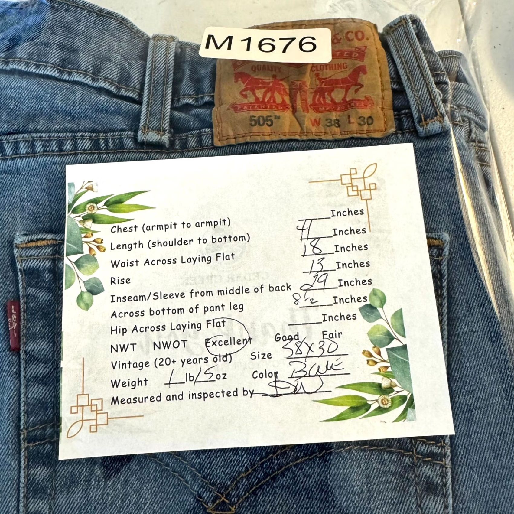 Levi's Levi’s 505 Men Jeans 38x30 Blue Denim High Rise Regular Fit Straight Leg Size US 38 / EU 54 - 8 Thumbnail