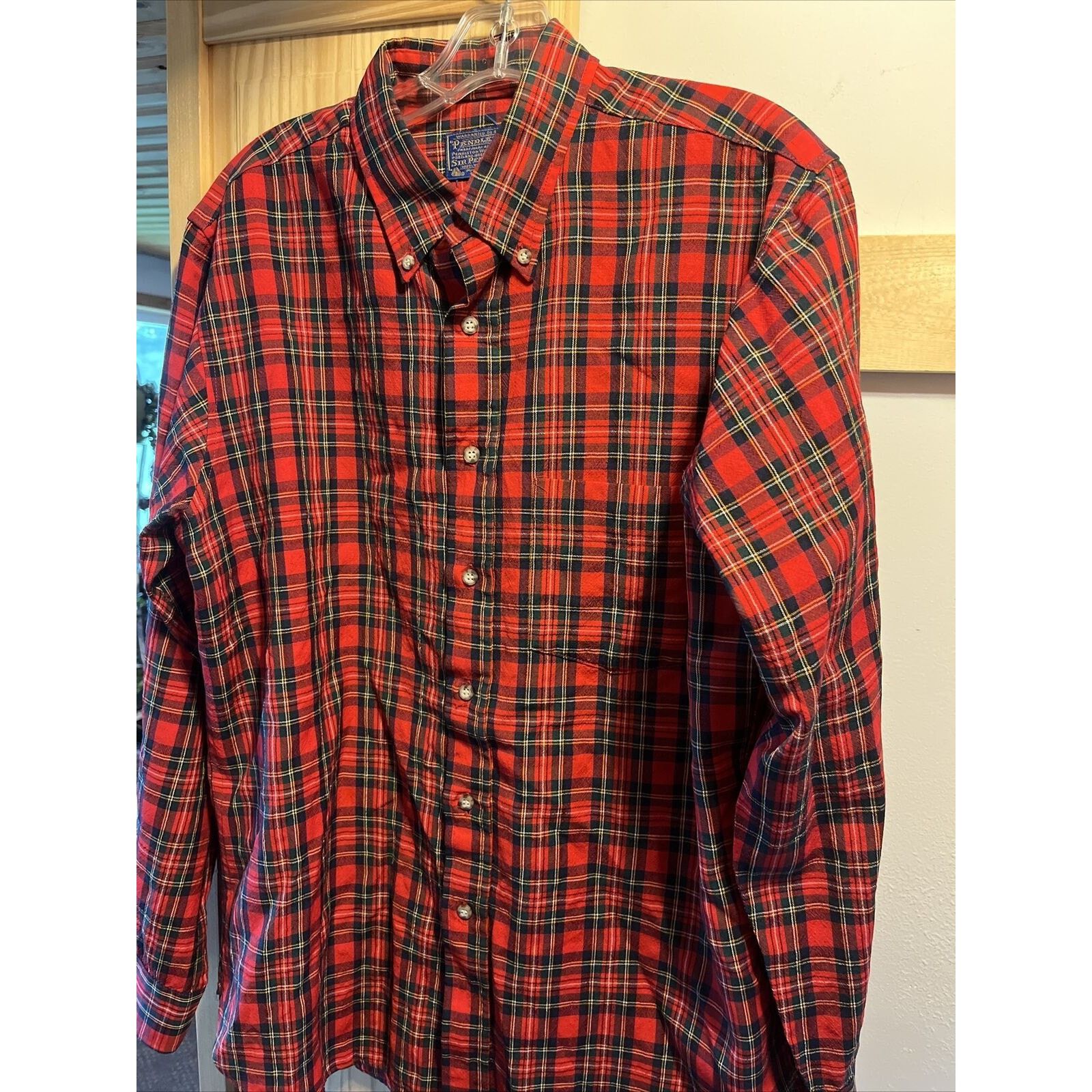 Pendleton Pendleton Men’s L Red Check Long Sleeve Button Up Wool Shirt Size US L / EU 52-54 / 3 - 5 Thumbnail