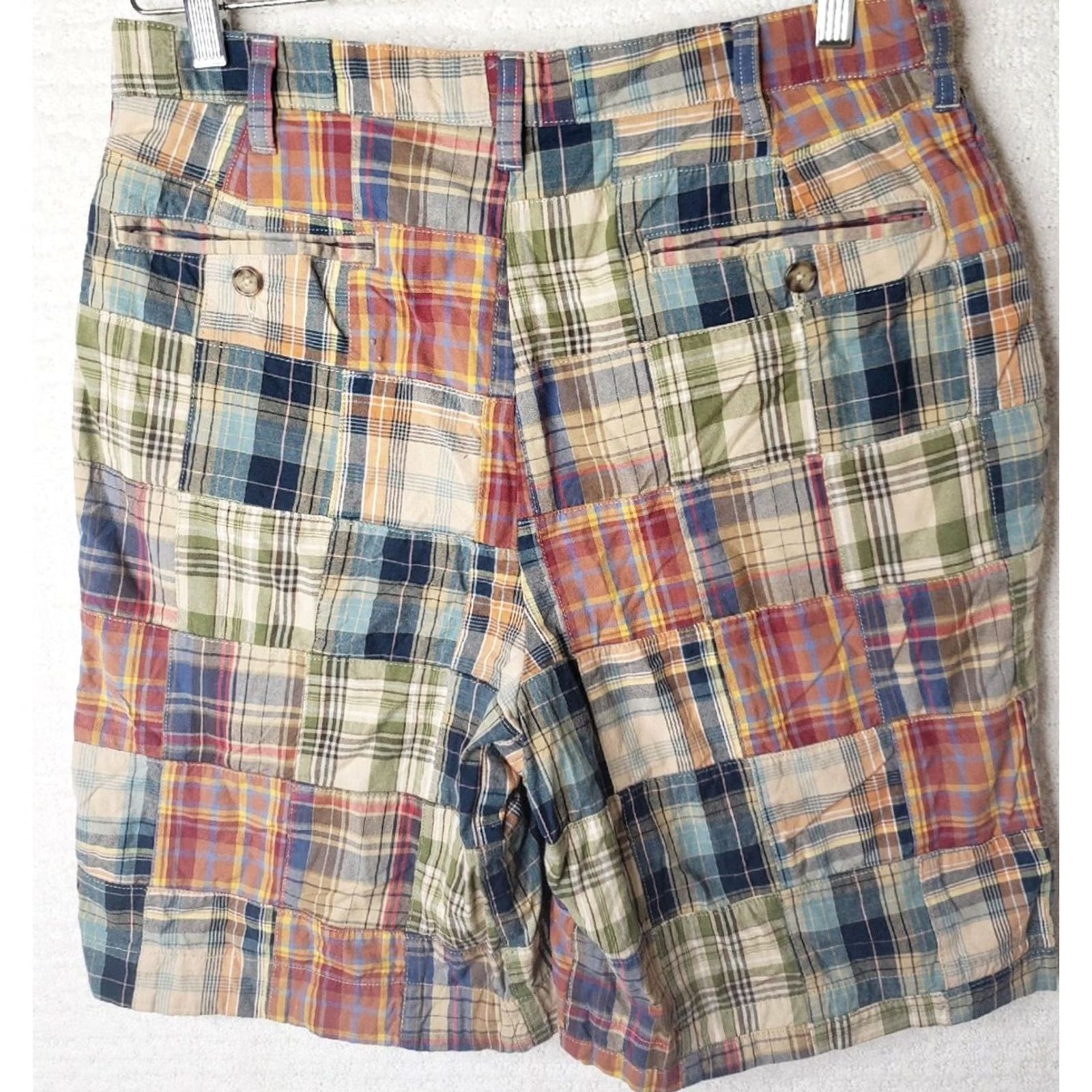 Jos. A. Bank JOS A BANK Men's Multicolor Madras Patchwork Plaid Cotton Shorts 32W X 9L Size US 32 / EU 48 - 6 Thumbnail