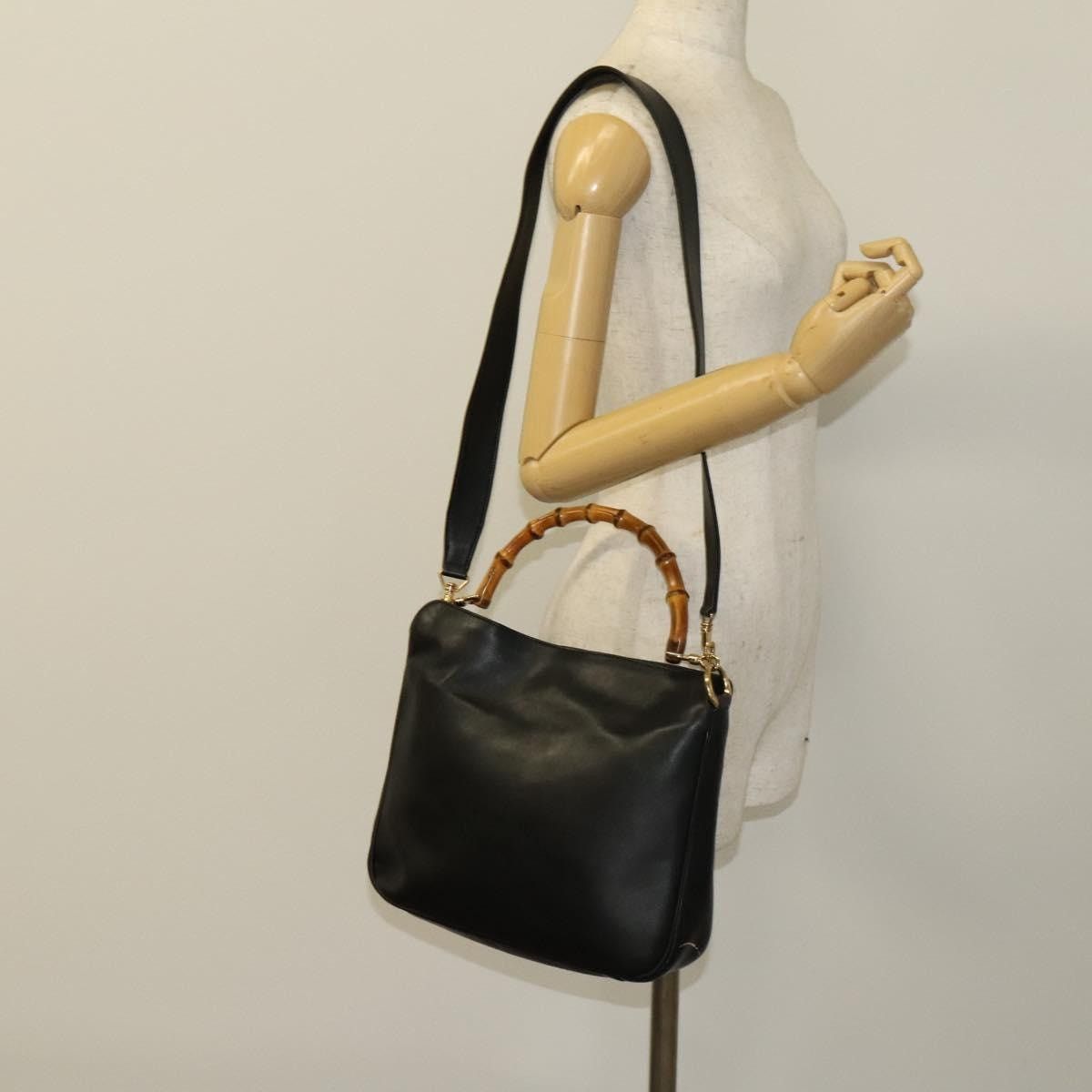 Gucci GUCCI Bamboo Hand Bag Leather Black Gold 001 001 Size ONE SIZE - 23 Thumbnail