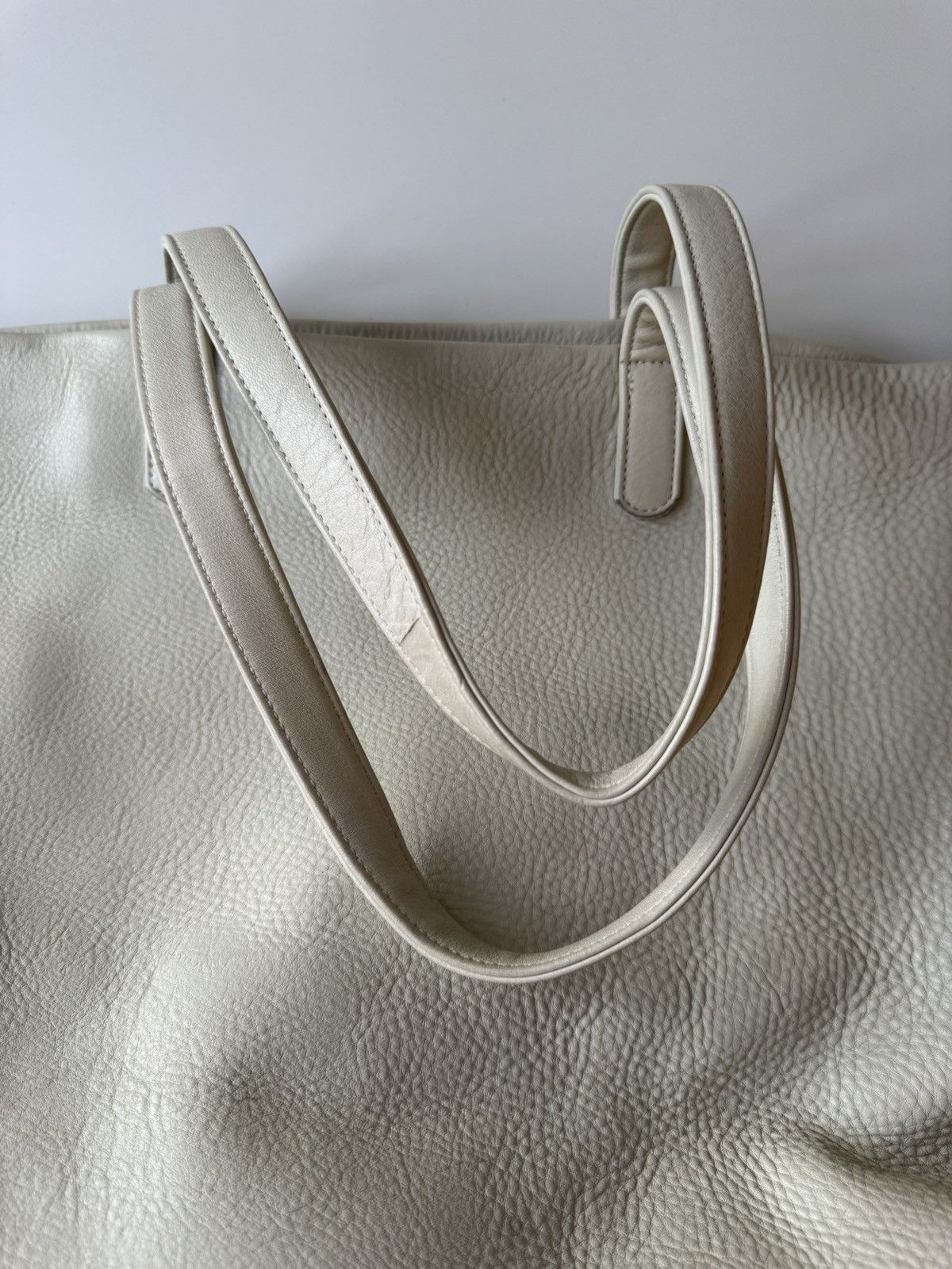 Baggu Baggu Tote Bag Ivory Natural Milled Leather Double Handle Size ONE SIZE - 13 Thumbnail