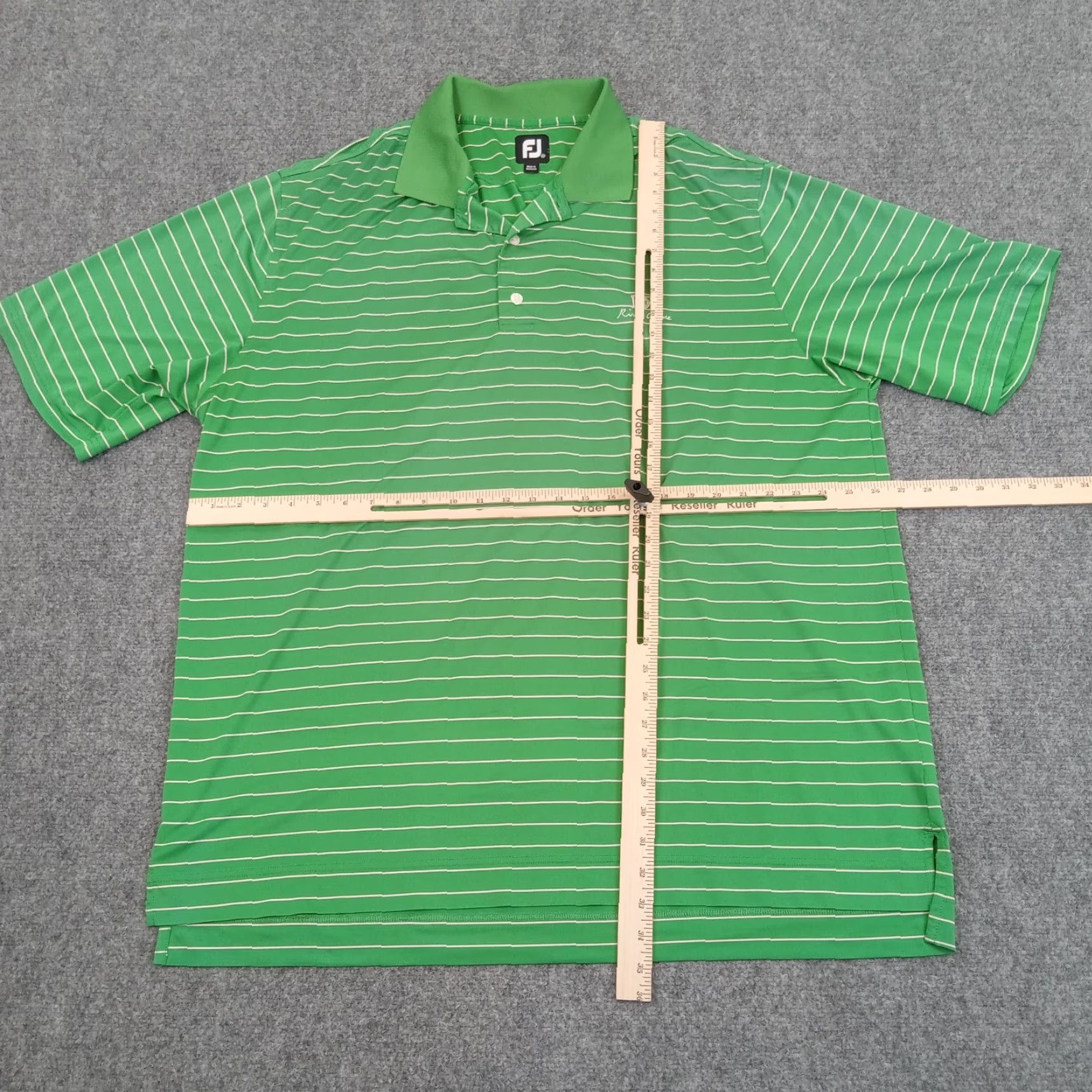 Footjoy Footjoy Polo Shirt Men 2XL XXL Green White Striped Short Sleeve Stretch Casual Polo Size US XXL / EU 58 / 5 - 2 Thumbnail