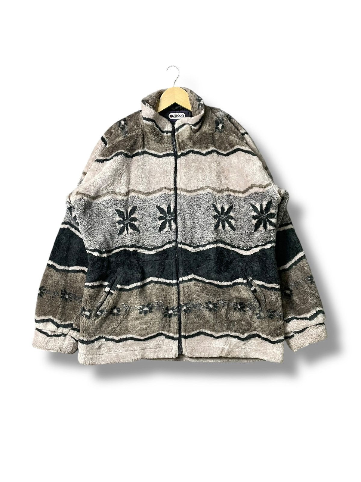 Japanese Brand Outdoor Products Printed Fleece Zipper Jacket (66) Size US M / EU 48-50 / 2 - 1 Thumbnail