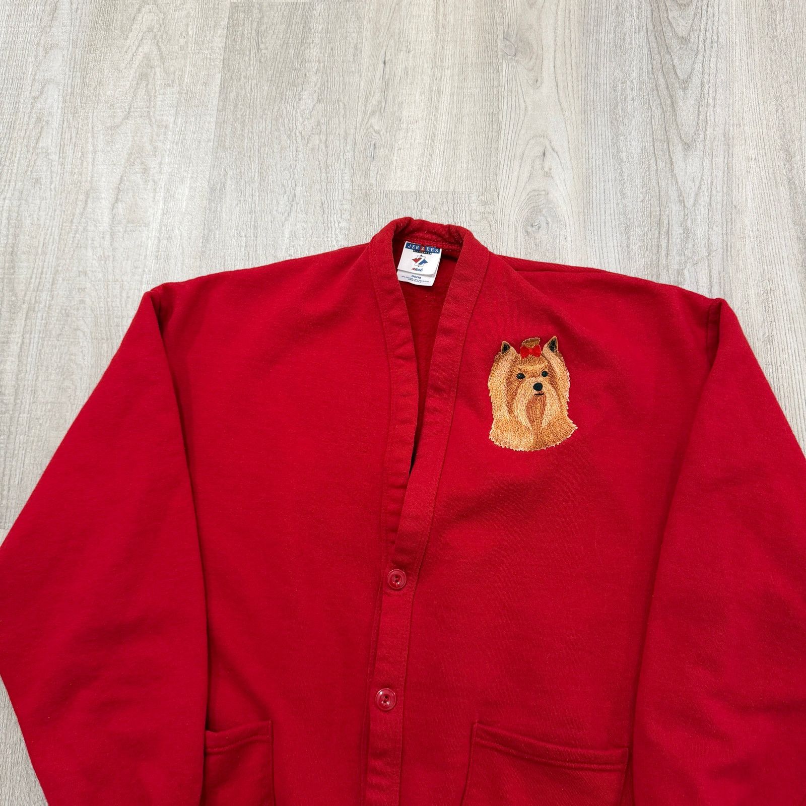 Vintage Vintage Yorkshire Terrier Cardigan Sweater Women's L/XL Red Size L / US 10 / IT 46 - 2 Thumbnail