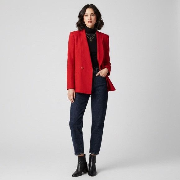 Vintage Vintage 100% Wool Red Double-Breasted Blazer Size M / US 6-8 / IT 42-44 - 1 Thumbnail