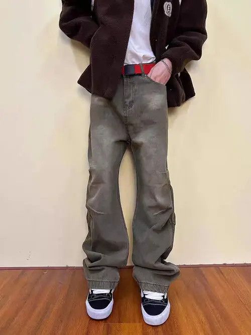 Japanese Brand VIBE Washed and distressed Maillard pleated baggy jeans Size US 30 / EU 46 - 3 Thumbnail