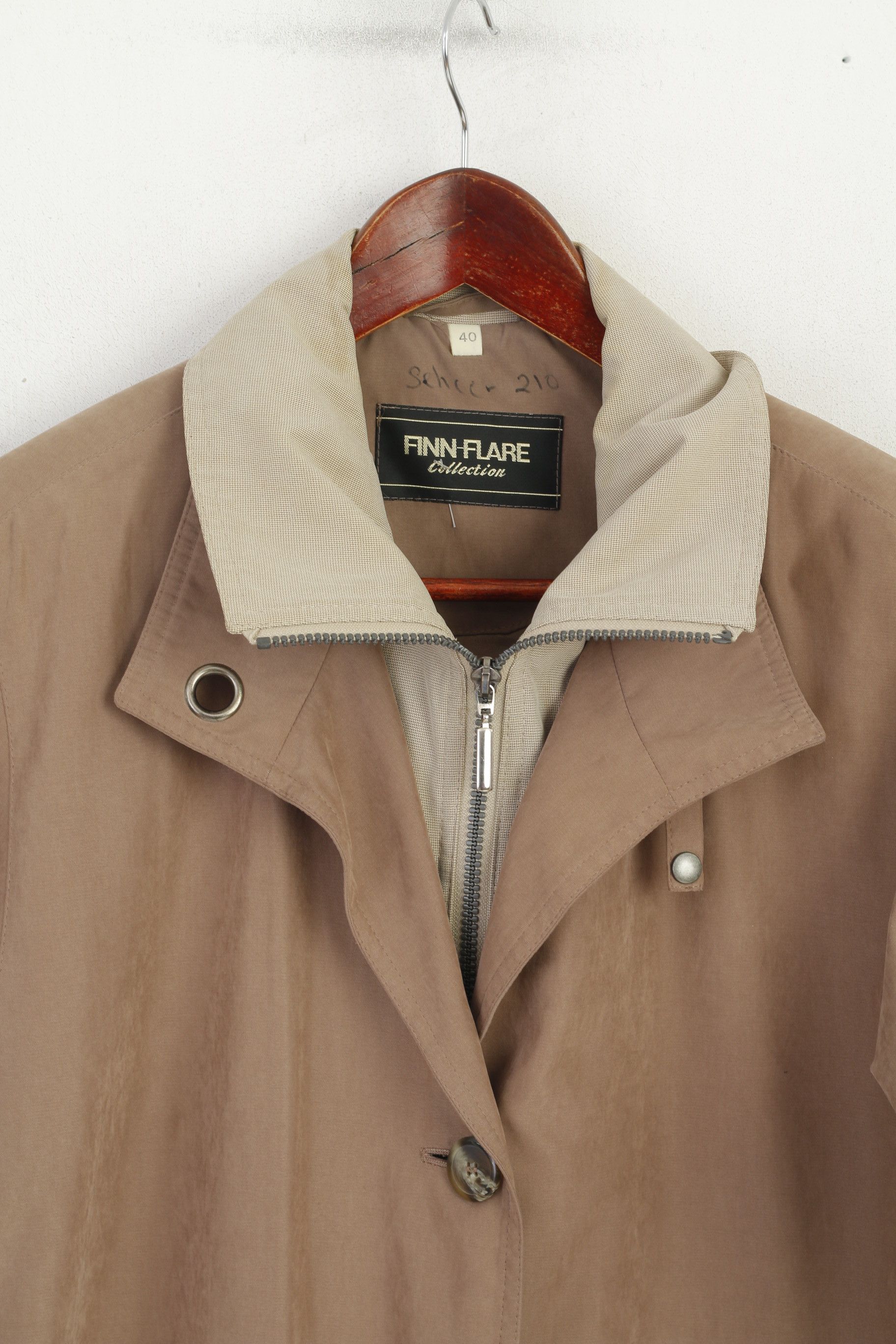 Vintage Finn-Flare Collection Women 40 L Coat Taupe Zip Up 7156 Size L / US 10 / IT 46 - 3 Thumbnail