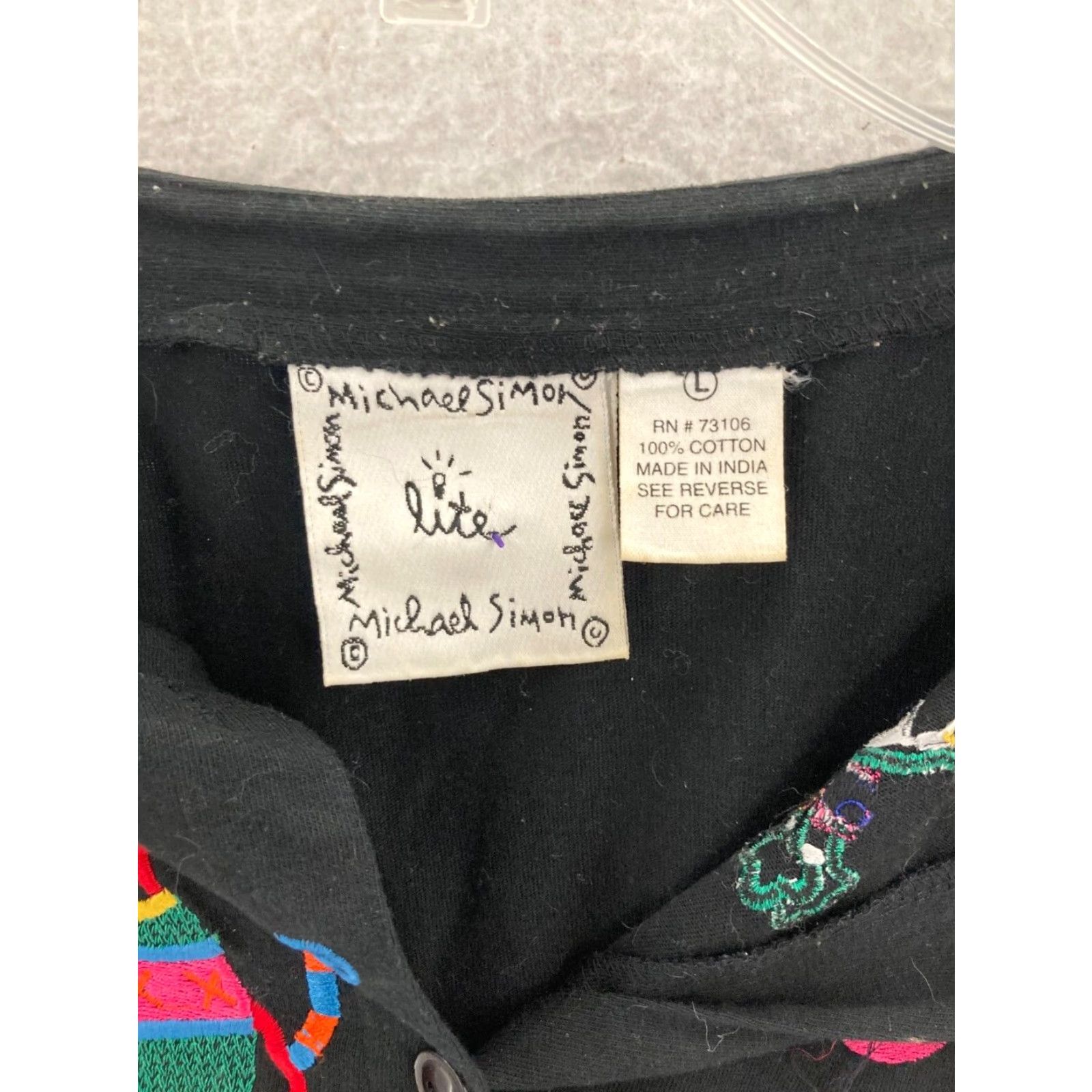 Simons Michael Simon Cat Embroidered Long Sleeve Cardigan Womens Large Black Size L / US 10 / IT 46 - 6 Thumbnail