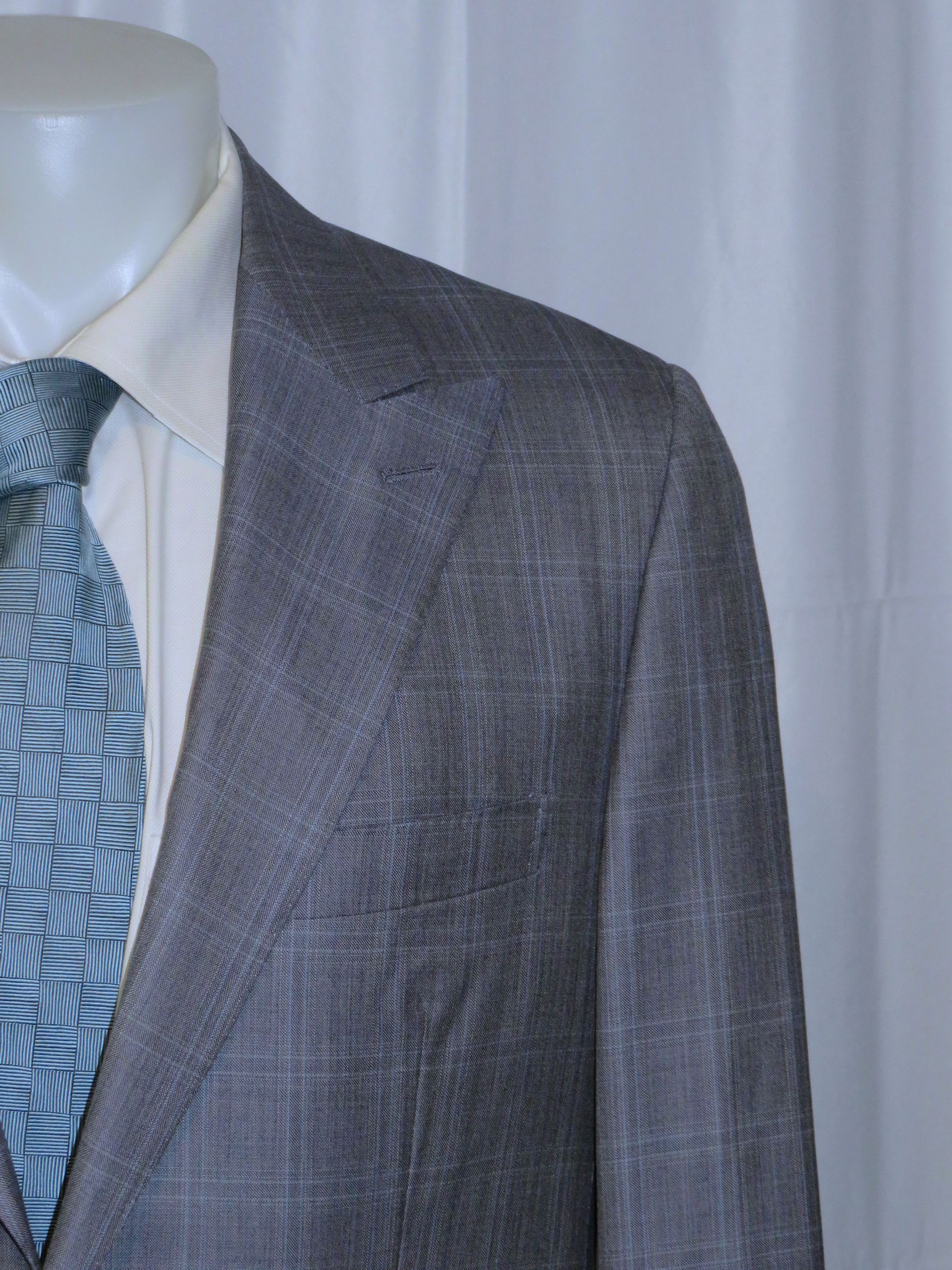 Other Marcello Vero x D'Avenza Gray Plaid Two Button Blazer 43R Size 44R - 3 Thumbnail