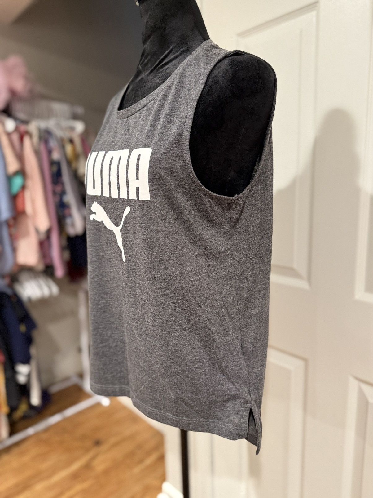 Puma PUMA Gray Sleeveless Logo Tank Top, Size Medium Size M / US 6-8 / IT 42-44 - 3 Thumbnail