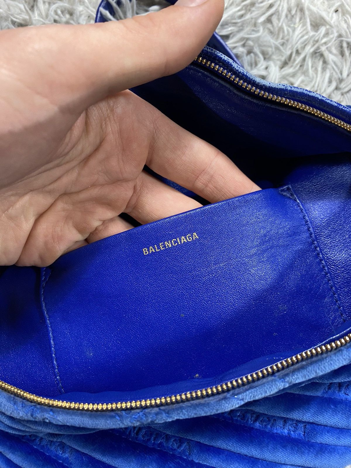 Balenciaga × Vintage Balenciaga Blue Velvet Belt Bag with Chain — Iconic Style Size ONE SIZE - 5 Thumbnail