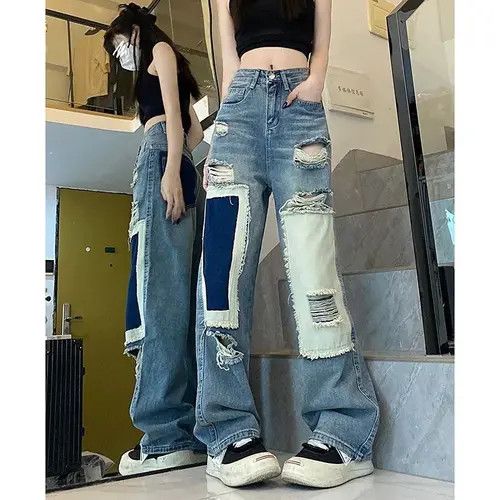 Image of Vintage Streetwear Straight Blue Pants, Women's (Size 36)