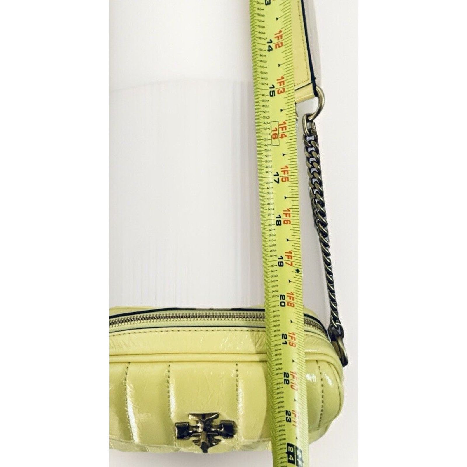 Tory Burch NWT Tory Burch Kira Patent Camera Bag Lemon Yellow 142808 Size ONE SIZE - 21 Thumbnail
