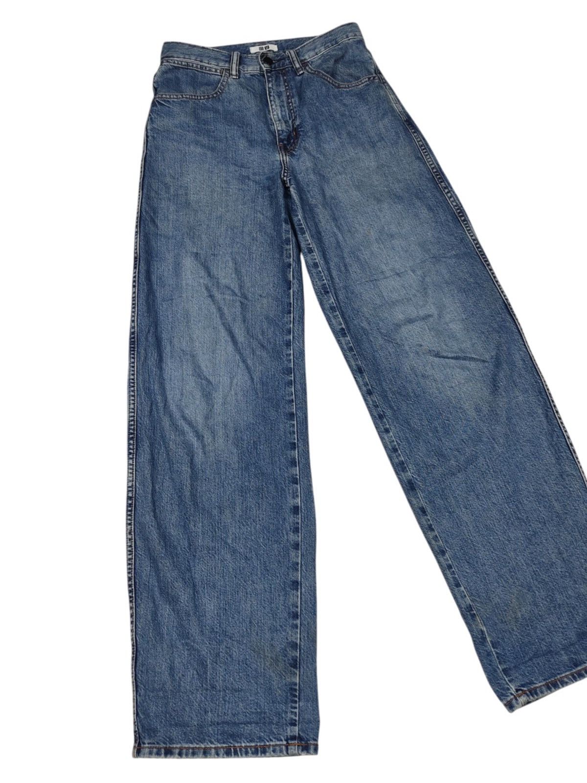 Japanese Brand × Uniqlo Uniqlo U Wide leg distressed Denim jacket Size 29" - 3 Thumbnail