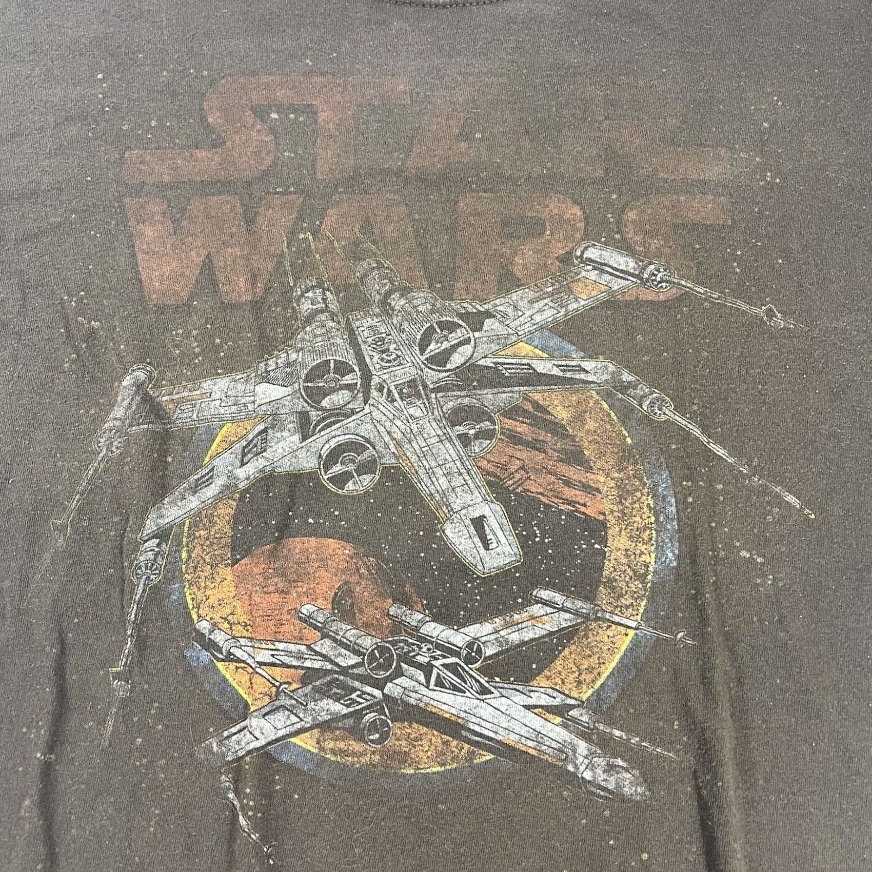 Star Wars VINTAGE Star Wars T-Shirt Logo White 90s X-WING FIGHTER Graphic Print Men L Brown Short Sleeve Crew Neck Size US L / EU 52-54 / 3 - 7 Thumbnail