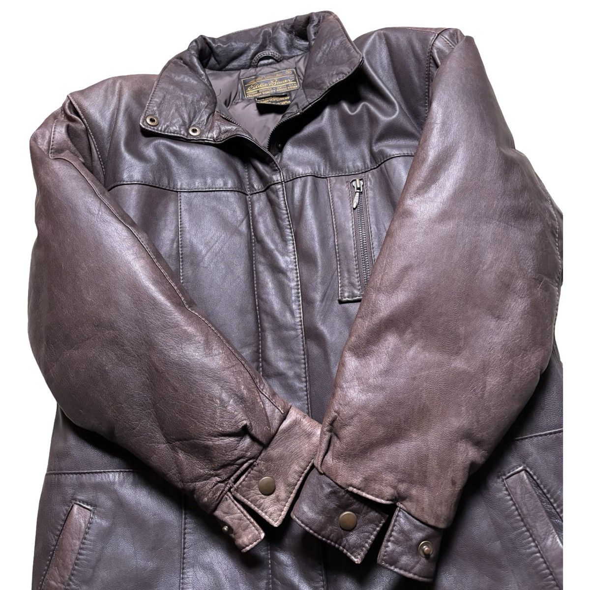 Eddie Bauer Vintage Eddie Bauer Faded Leather Down Puffer Jacket Small Size S / US 4 / IT 40 - 5 Thumbnail