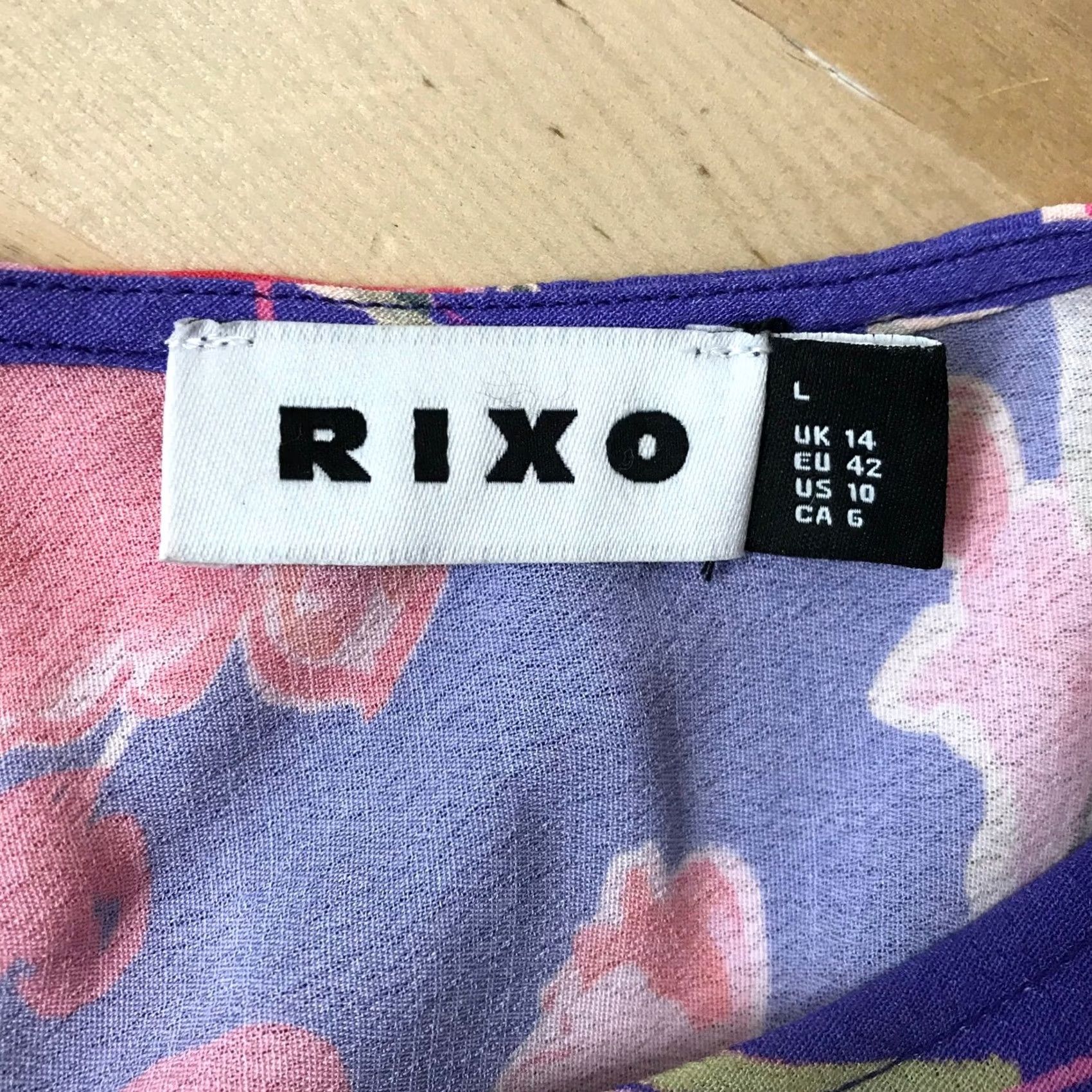 RIXO Rixo Floral Maxi Dress Purple Pink Short Sleeve Lace Trim Size L Dress Length Long Womens Size 36" / US 14 / IT 50 - 7 Thumbnail