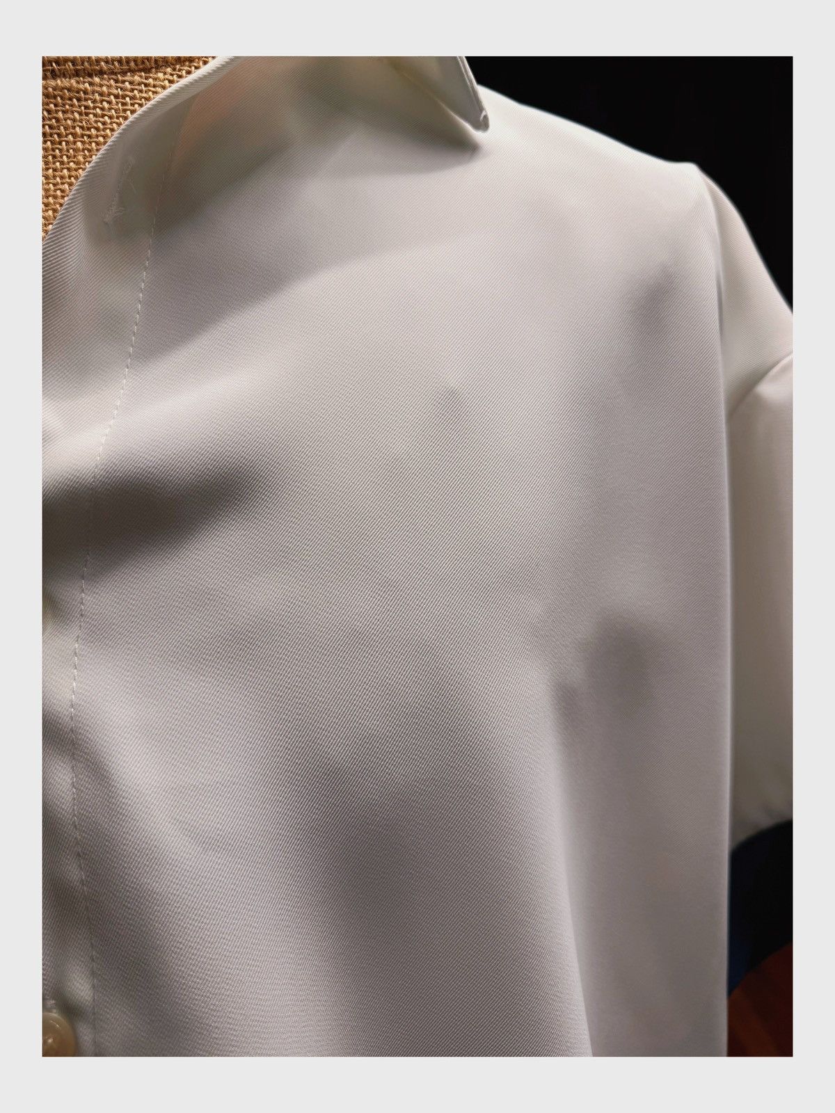 Other Unisex Silky Short Sleeve Button-Up Shirt – White with Navy Size M / US 6-8 / IT 42-44 - 2 Thumbnail
