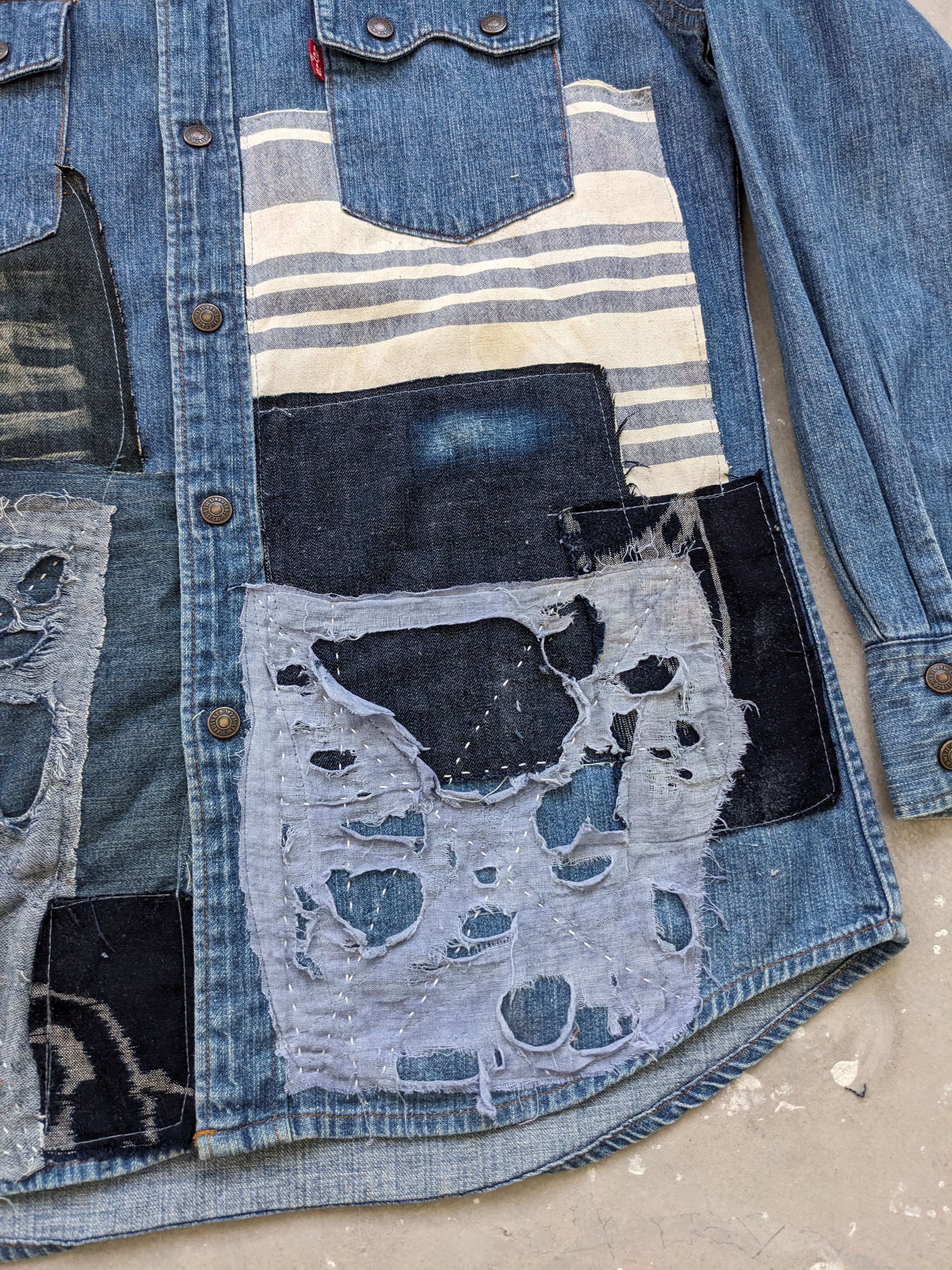 Levi's Vintage Levis Denim Shirt Boro Custom Made Size US M / EU 48-50 / 2 - 6 Thumbnail