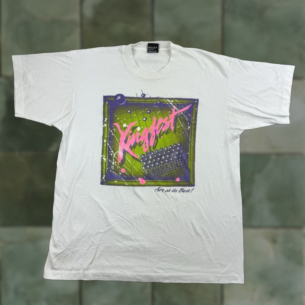 Vintage VINTAGE Screen Stars Kingfest T-Shirt Adult XL White Music Festival Christian 90s Mens Size US XL / EU 56 / 4 - 1 Thumbnail