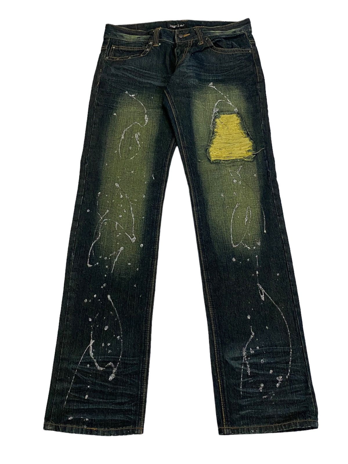 If Six Was Nine Mild Life Japan Splash Art Paint Distressed Patchworks Size US 30 / EU 46 - 2 Thumbnail