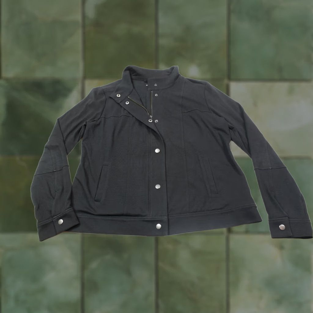 Eileen Fisher Eileen Fisher Jacket Womens Medium Black Long Sleeve Full Zip Snap Cotton Size M / US 6-8 / IT 42-44 - 1 Thumbnail