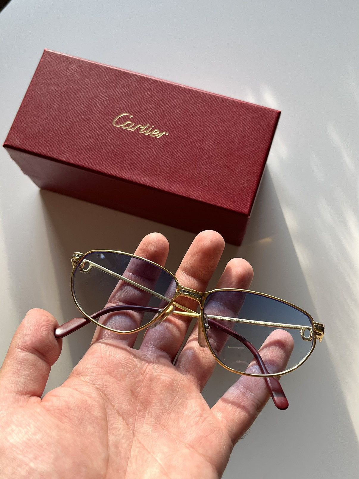Cartier ★0% TAX★ 18K GP CARTIER PANTHER WINDSOR SUNGLASSES CHROME Size ONE SIZE - 12 Thumbnail