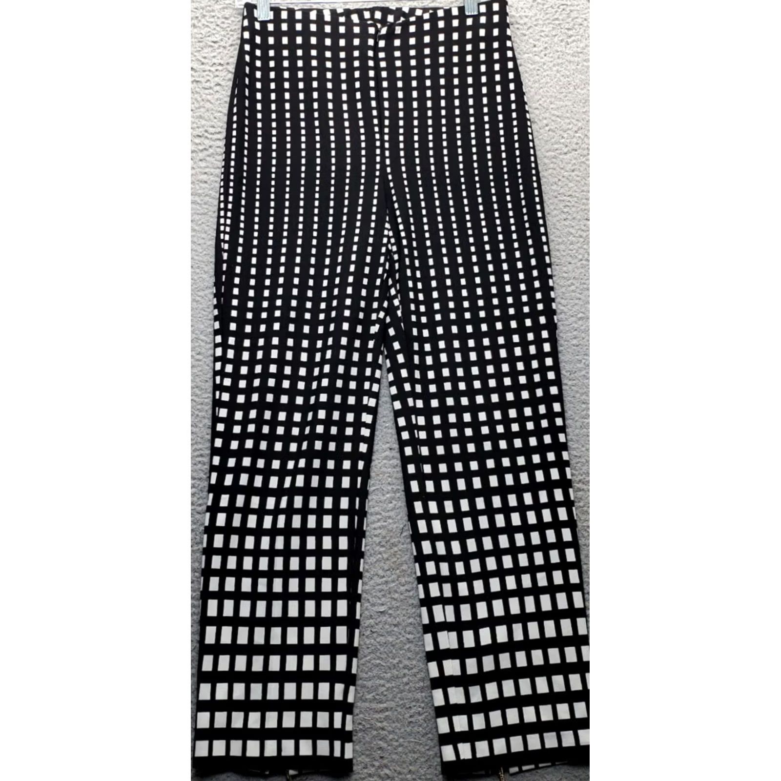 Joseph Ribkoff Joseph Ribkoff Womens 4 Multicolor Check Stretch Ankle Pants Zip Front Size 27" / US 4 / IT 40 - 2 Thumbnail