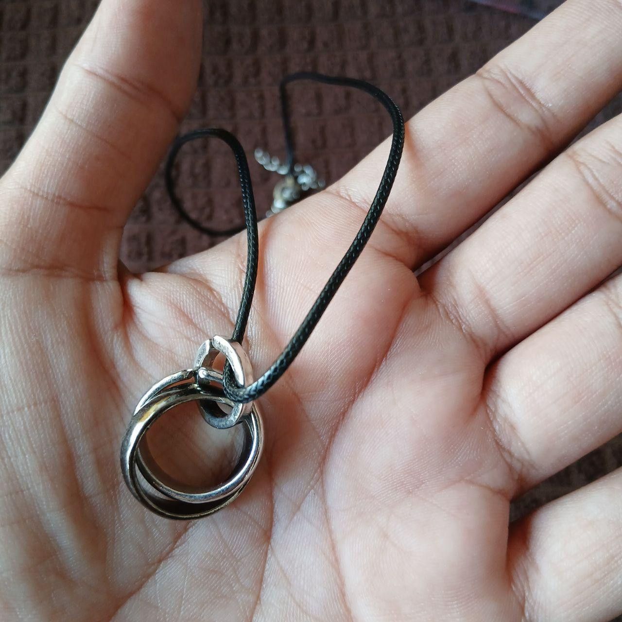 Other Retro Black Leather Cord Chain Pendant Necklace Size ONE SIZE - 2 Thumbnail