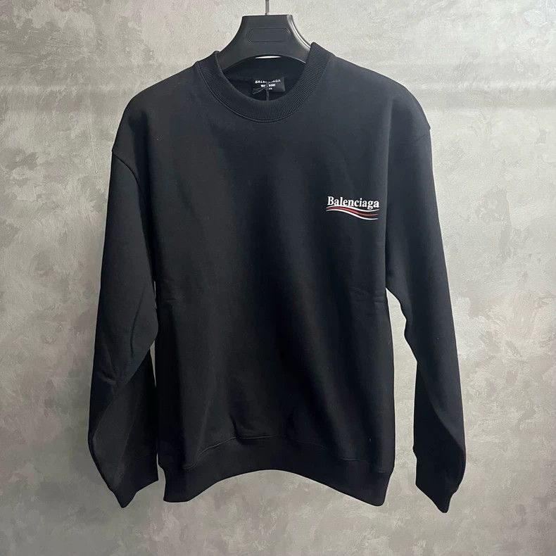 Balenciaga Black Logo Embroidered Long Sleeve Sweatshirt-2506 Size US M / EU 48-50 / 2 - 1 Thumbnail