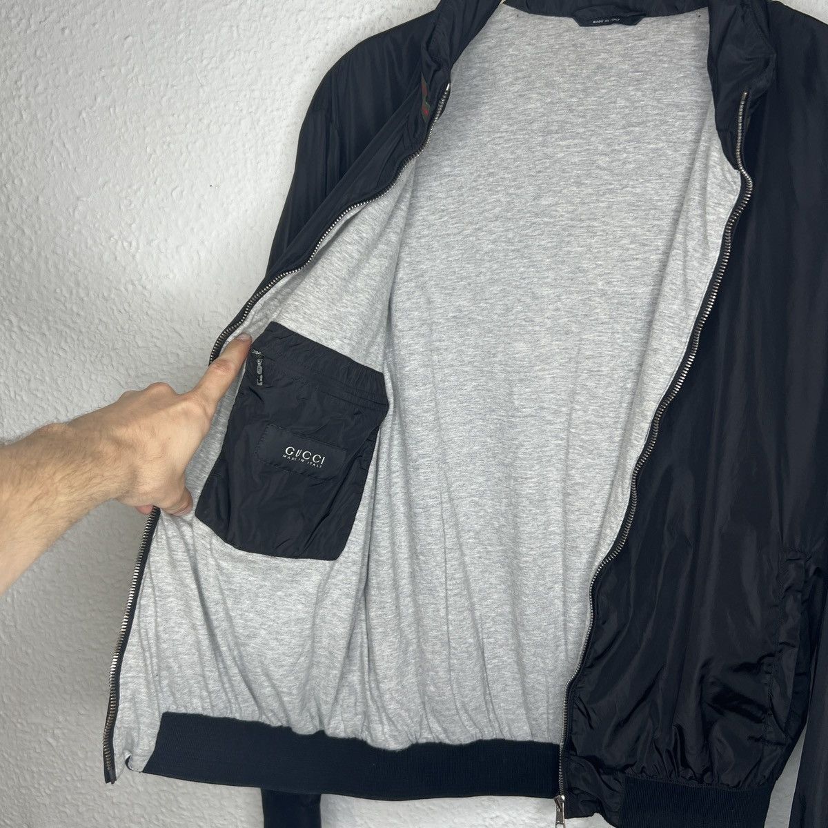 Gucci Gucci Tom Ford Bomber Jacket Black Nylon Y2K Stripe Logo Size US M / EU 48-50 / 2 - 9 Thumbnail