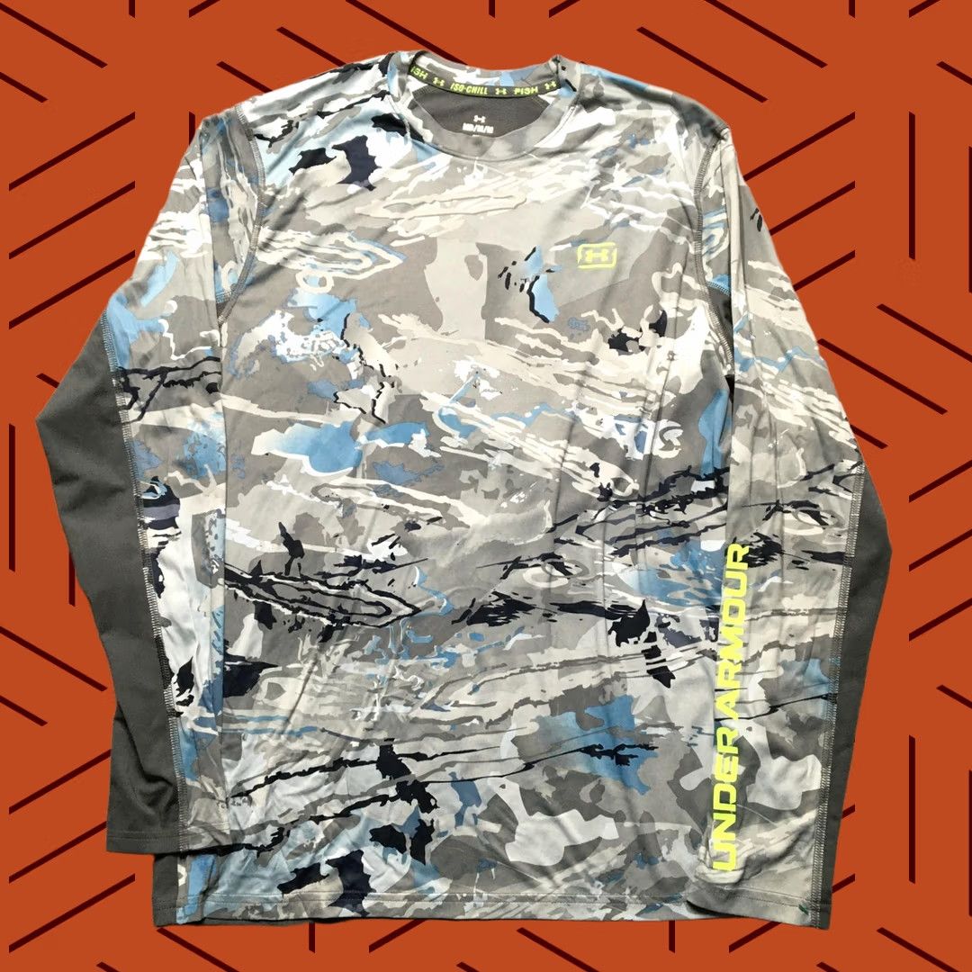 Under Armour Under Armour Shirt Mens M Gray Camouflage Iso-Chill Fish Long Sleeve Top Size US M / EU 48-50 / 2 - 1 Thumbnail