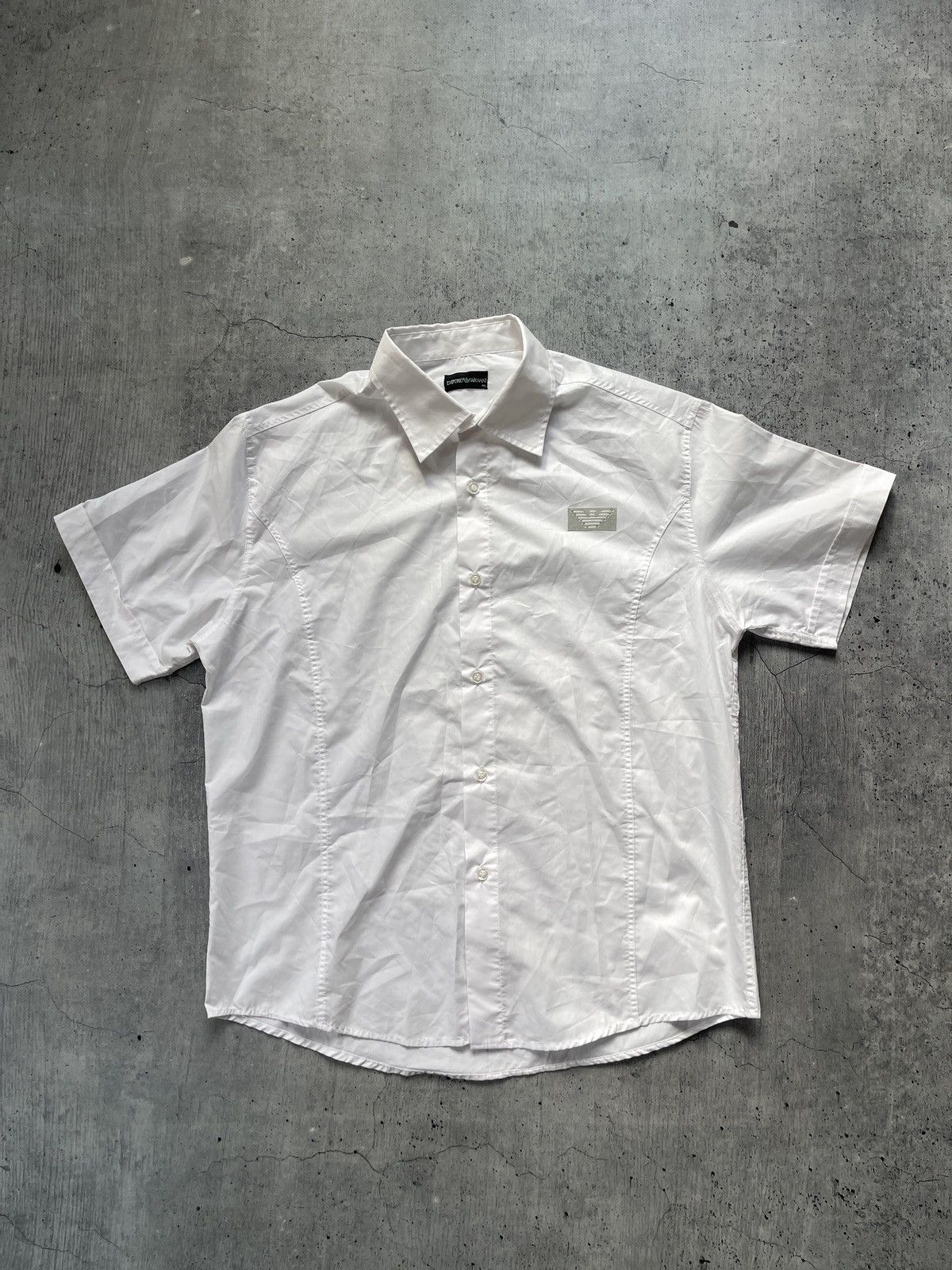 Armani × Vintage Shirt Armani Jeans Vintage White Button Ups Luxury Size US L / EU 52-54 / 3 - 1 Thumbnail