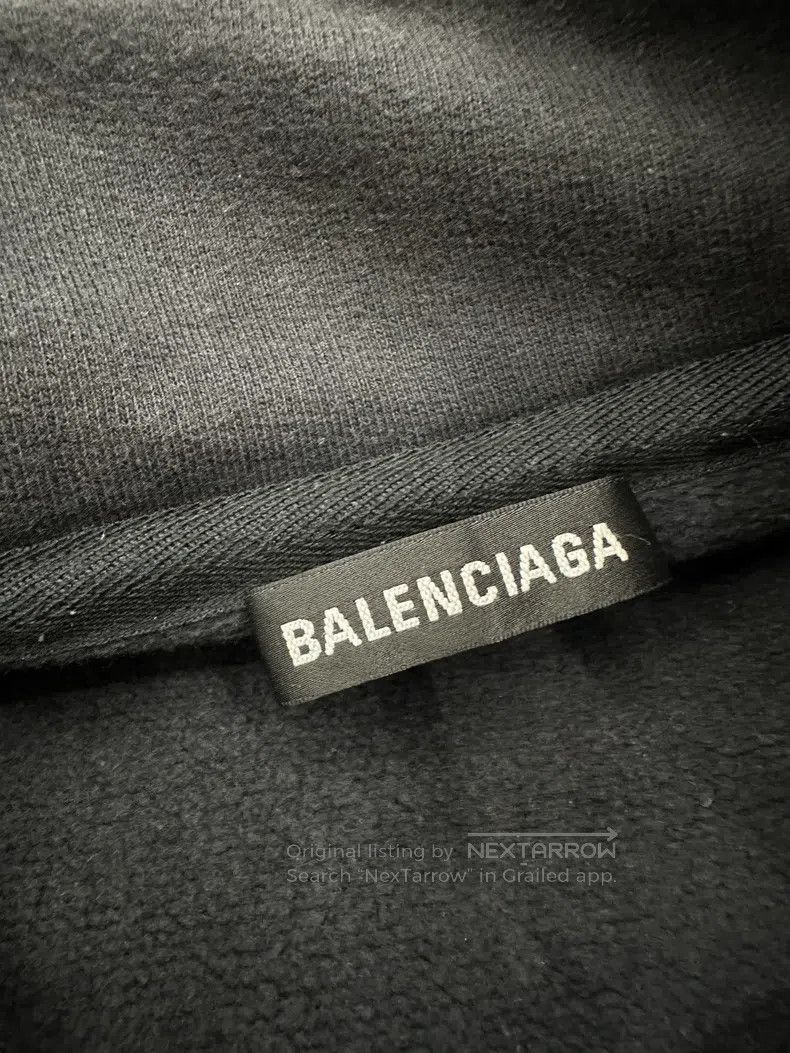 Balenciaga Balenciaga Black Embroidered Buckle Logo Half Zip Hooded S Size US M / EU 48-50 / 2 - 2 Thumbnail